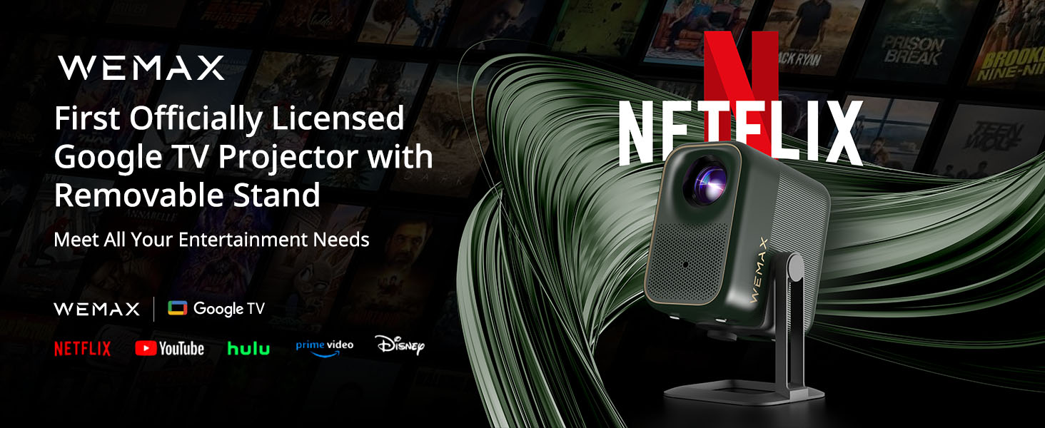 WEMAX Videoprojecteur 4K[Certifié Netflix & Google TV]Smart Projecteur Portable[Support 4K&1080P