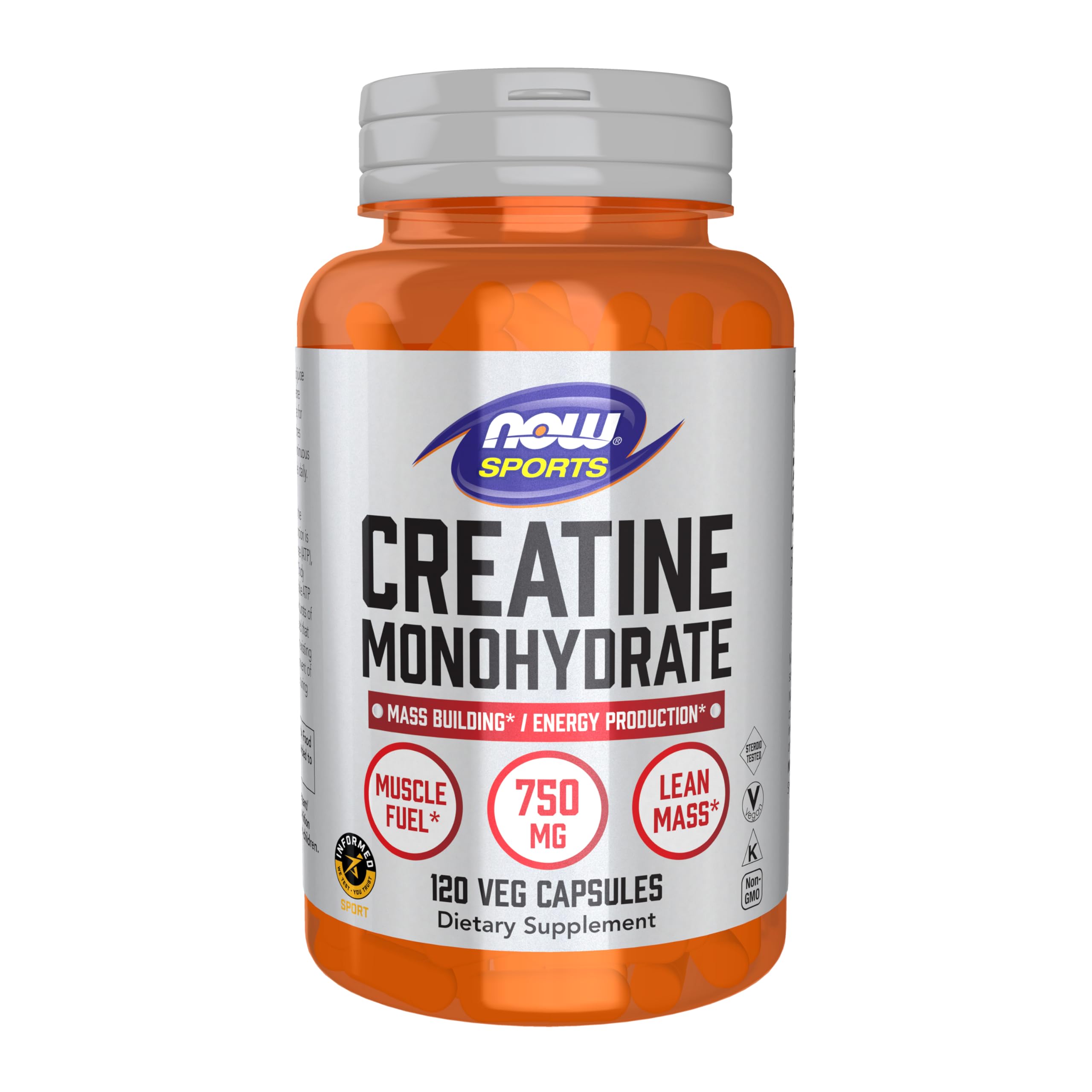 NOW Sports Nutrition, Creatine Monohydrate 750 mg, Mass Building*/Energy Production*, 120 Capsules