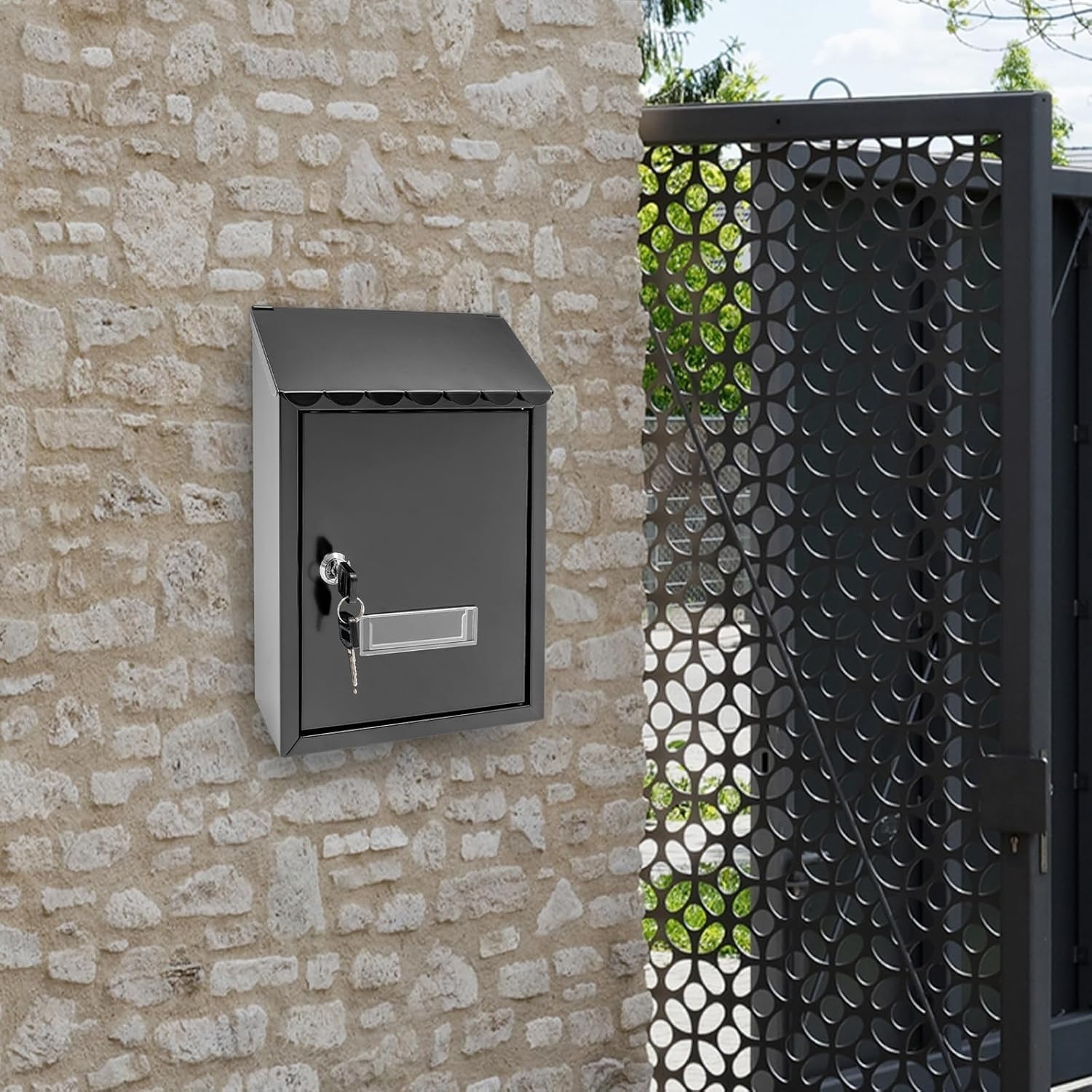 Wall Mount Mailbox,Locking Mailbox,Wall Mailbox with 2 Keys,Wall Mounted Mailboxes for Outside,Hanging Secured Postbox with Combination Lock for Office Business Home Ou