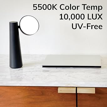 Bask Sunbird Bright Light Therapy Lamp, 10,000 Lux Brightness, 5500 K White Light, UV-Free, Stunning Modern Designer Lamp