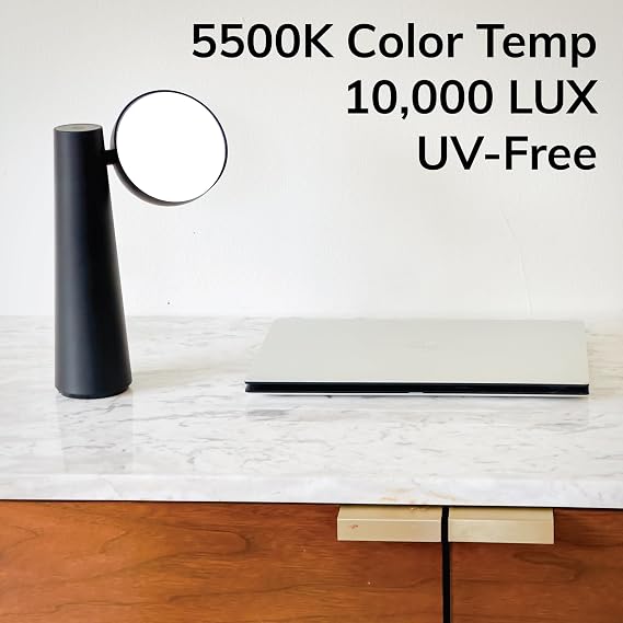 Bask Sunbird Bright Light Therapy Lamp, 10,000 Lux Brightness, 5500 K White Light, UV-Free, Stunning Modern Designer Lamp