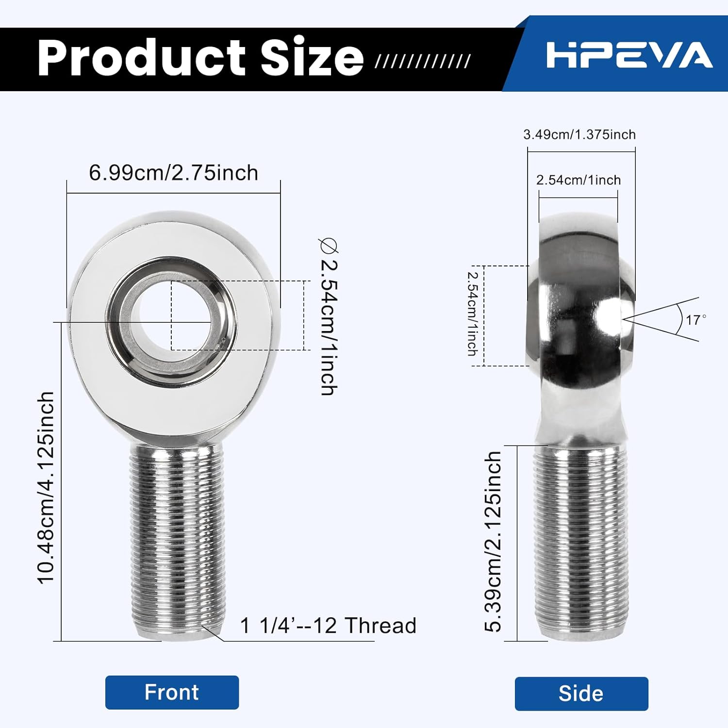 2 Pair 1.25'' Heim Joints Rod End Kit,Right & Left Hand Thread 1 1/4'' Chromoly Joints Heat Treated Chromoly with Round Tube Adapter, High Misalignment Space(12 tpi & a 1” bore)
