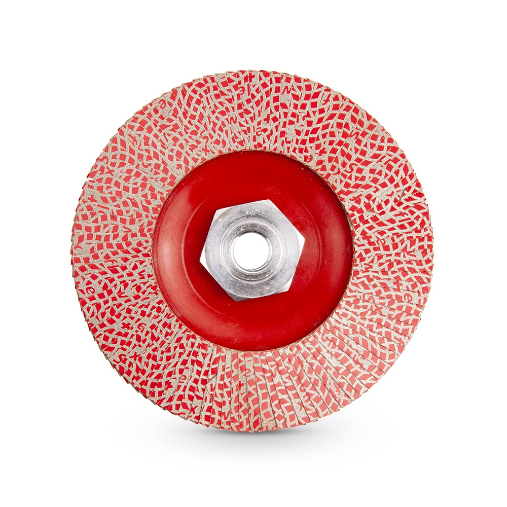 KGS Hybrid Diamond Flap Disc 4.5 inch 5/8 inch-11 Metal Adapter (Grit 200 (red))
