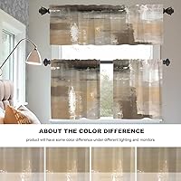 Vista 69 de Cenefas de cocina modernas con patrón de cobre marrón dorado para ventanas, cenefas opacas abstractas de marcas de arañazos y cortinas opacas