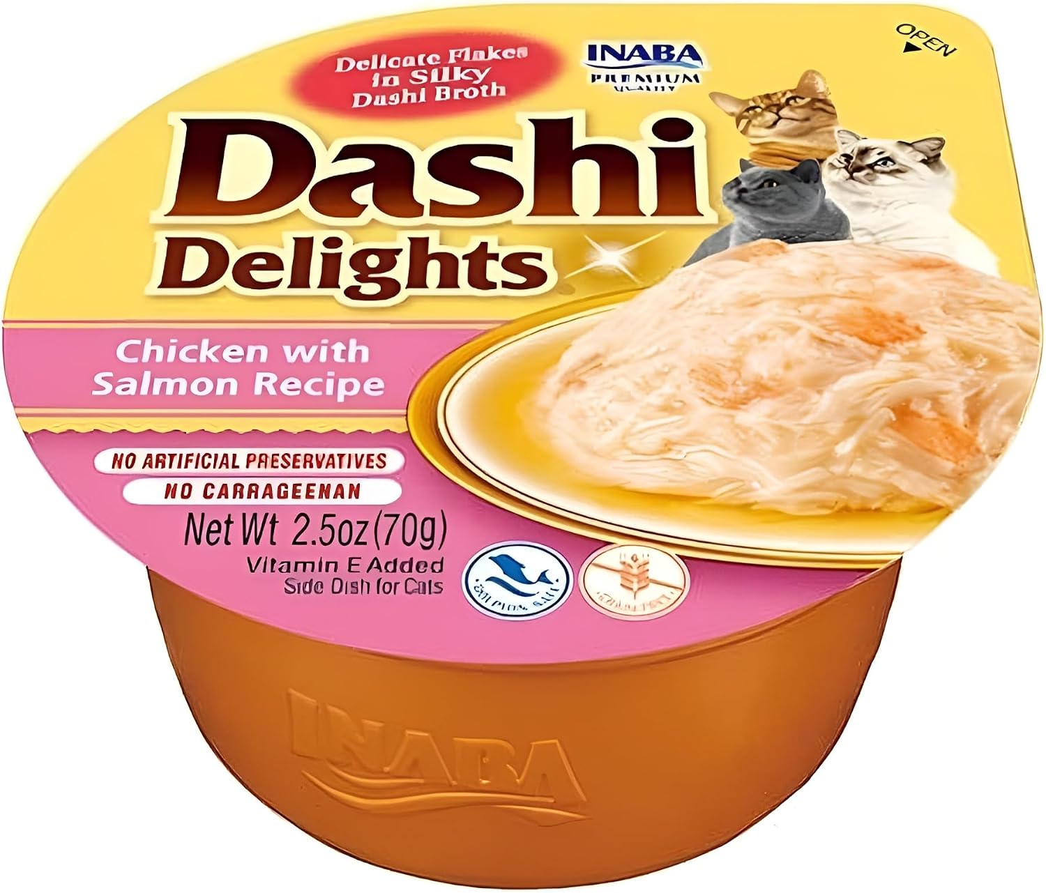 INABA Dashi Delights, Katzenfutter NASS mit Huhn und Lachs, 70g