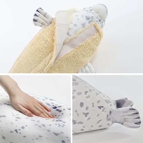 Miniatura 5 de Chubby Blob Young Seal - Almohada de peluche suave, lindos animales de peluche del océano, decoración de habitación, muñeca de almohada grande de