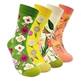 Womens Novelty Socks with Colorful Flower Design Fancy Gift for Mom Lady Breathable Cotton Socks for Daily Wear