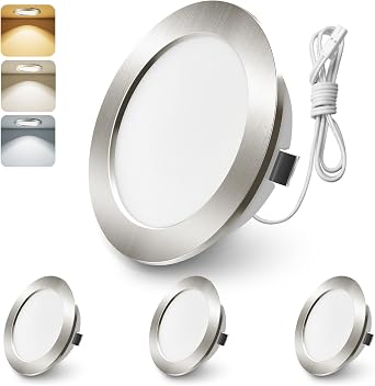 ALUSSO 3 Pack 12V LED Spot（Not Dimmable,Recessed Lights for Caravan,Nickel [Energy Class F]