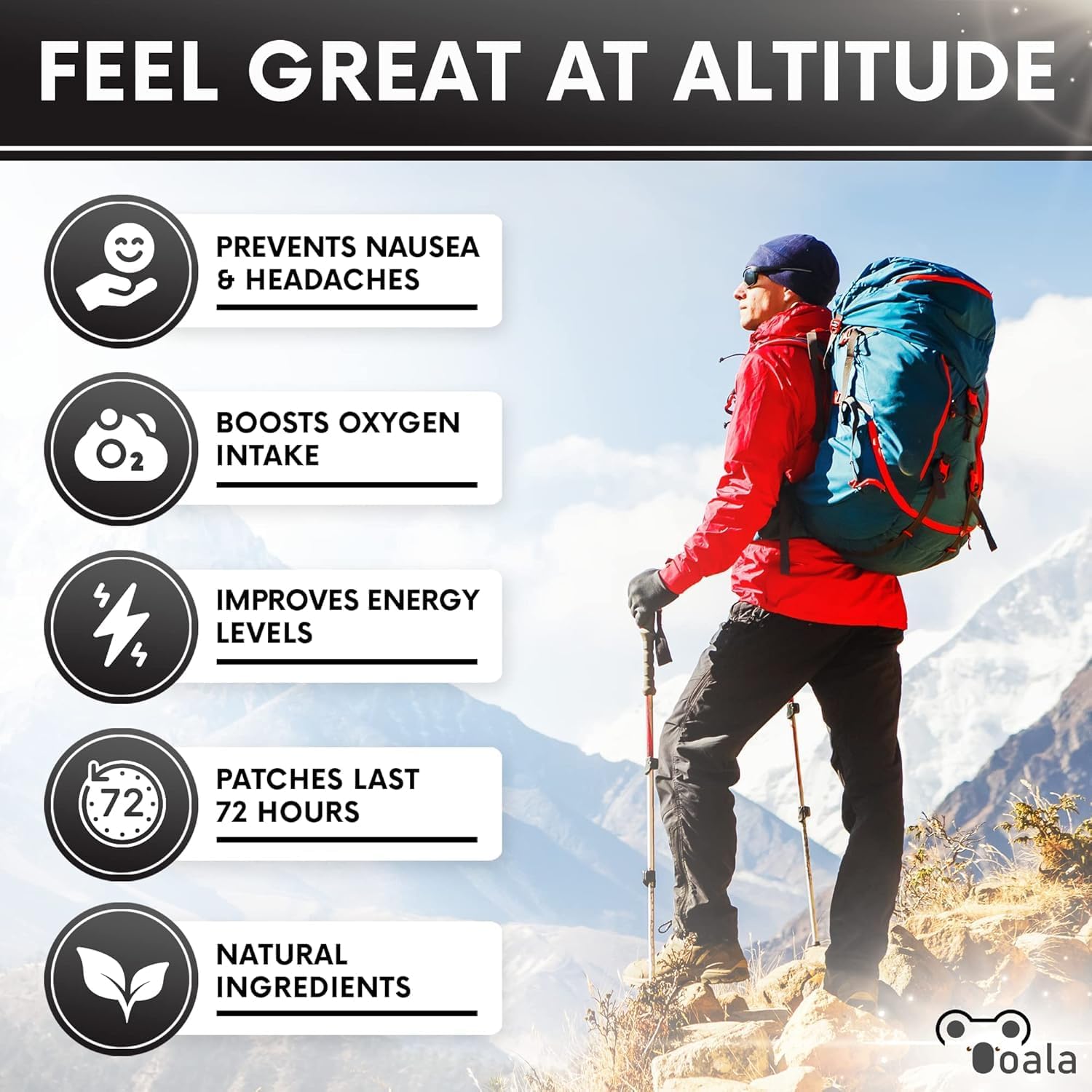 Altitude Sickness Prevention Patches | Supports Rapid Acclimation, Boosts Oxygen Intake, Fights Symptoms | Pack of 100