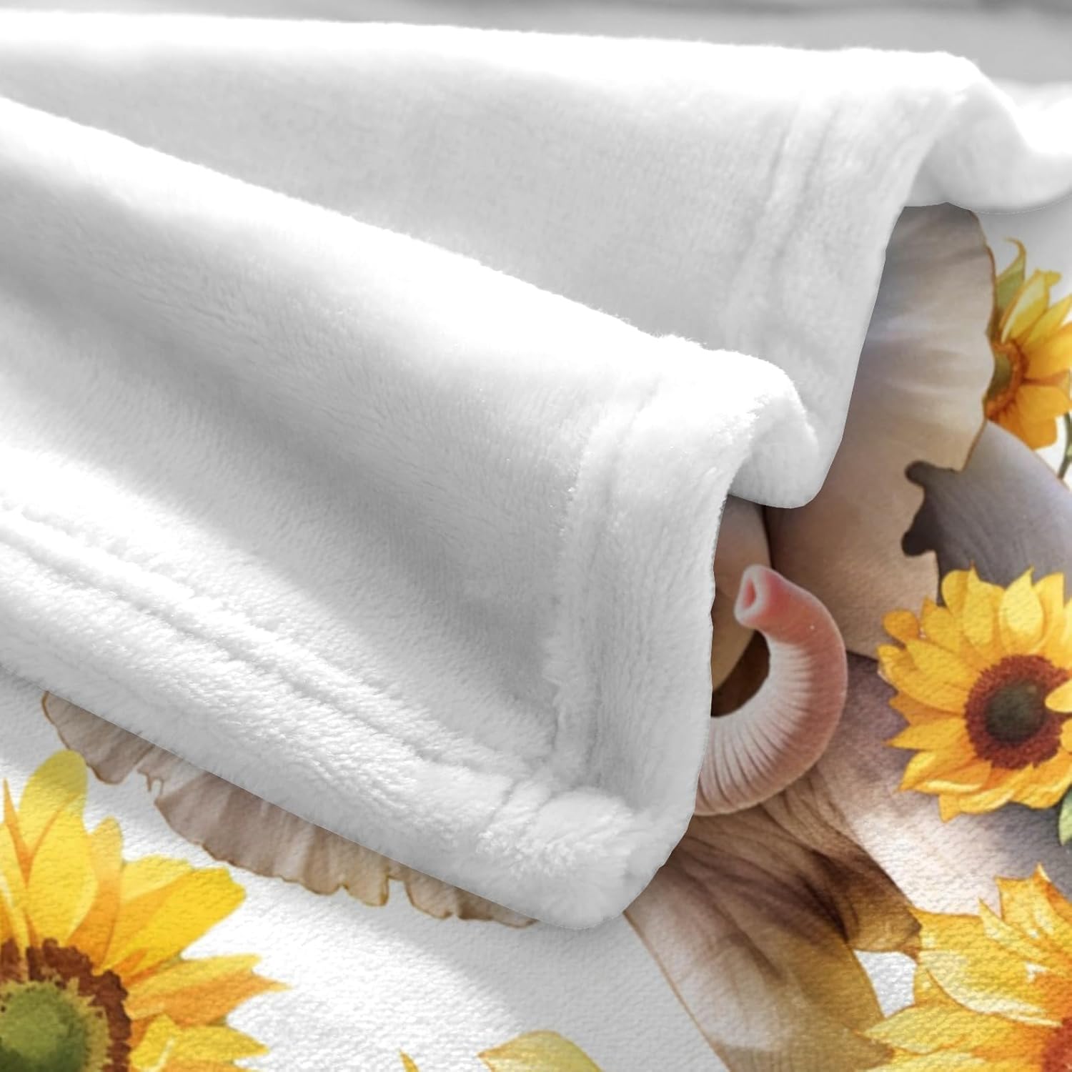 Sunflower Elephant Blanket, Custom Blanket with Name Text, Personalized Blankets for Sofa Bedroom Living Room Office, 50x60 Inches