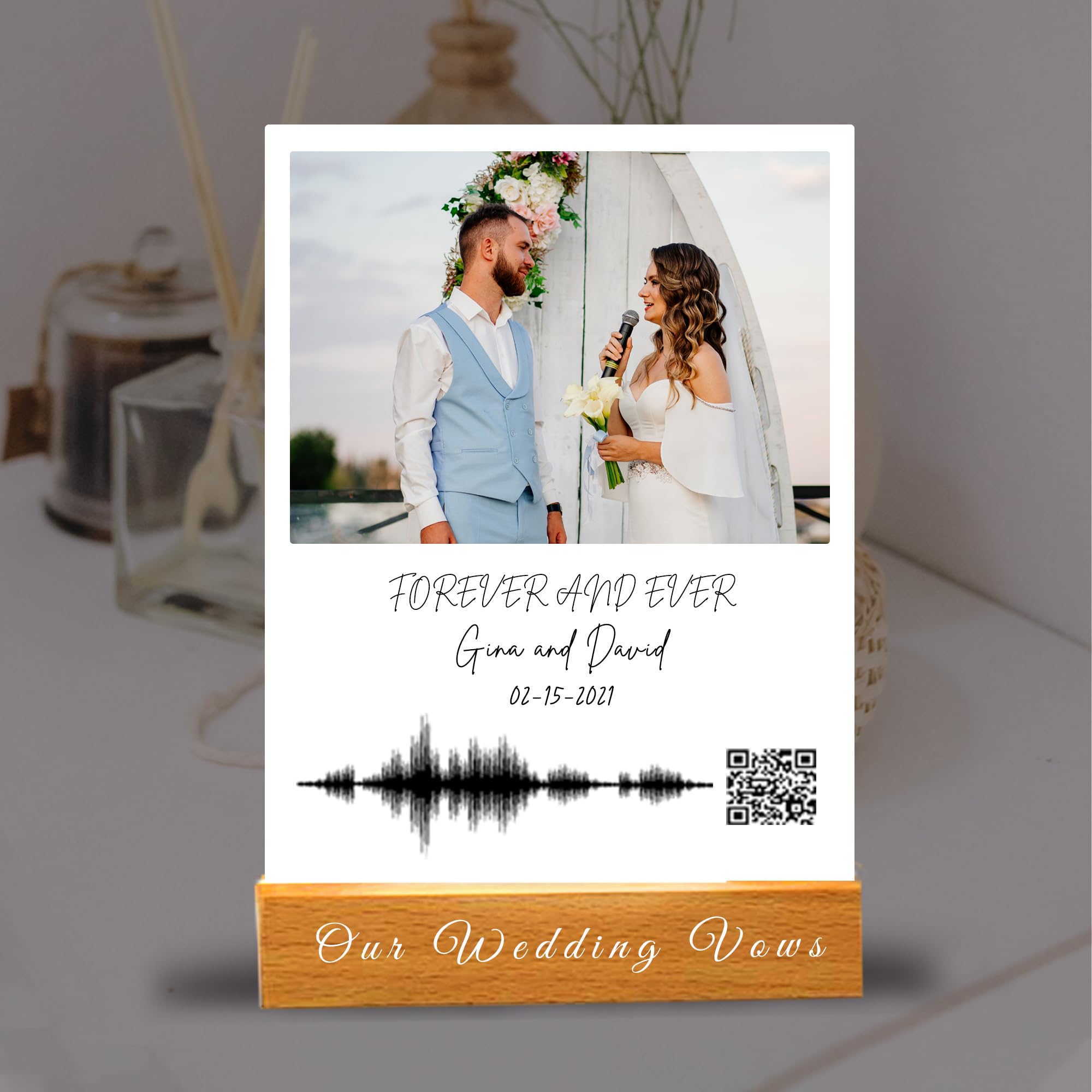 Mocessory Personalised Soundwave Art - Customised Acrylic Plaque Night Lights, Valentines Gifts for Him Couples with Girlfriend Boyfriend Photo, Birthday Gifts Anniversary Music Gifts for Her
