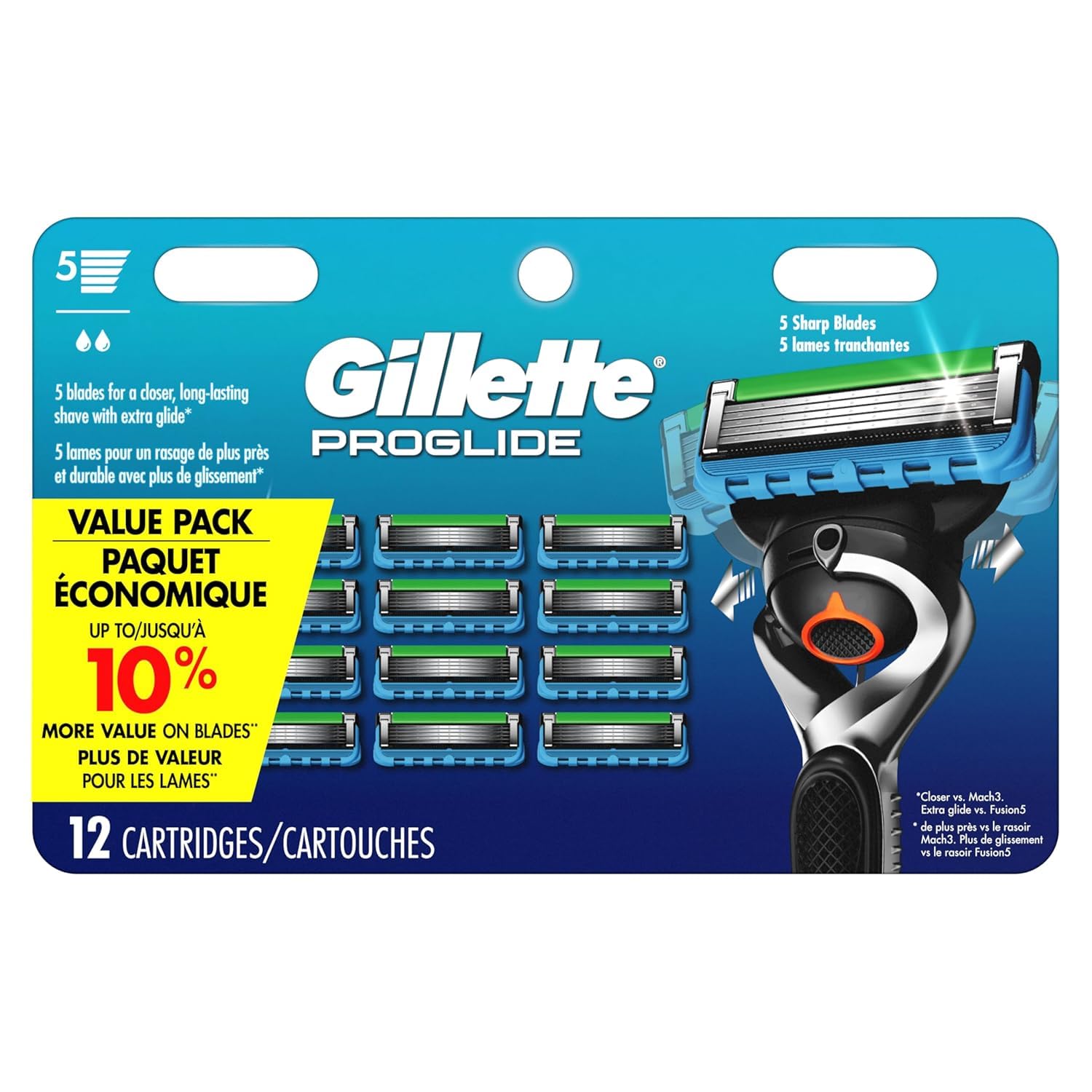 Gillette Fusion5 ProGlide Men's Razor Blade Refills, 12 Count, Mens Blades