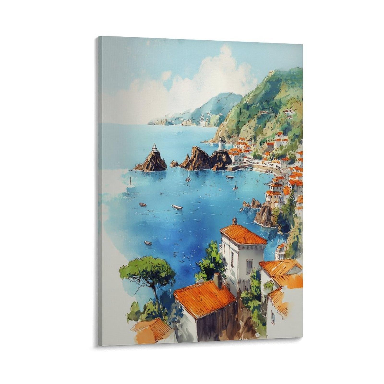 XWYMXZ Catalina Island Art Print California Travel Posters Tree 20x30inch(50x75cm) Vintage Watercolor Canvas Art