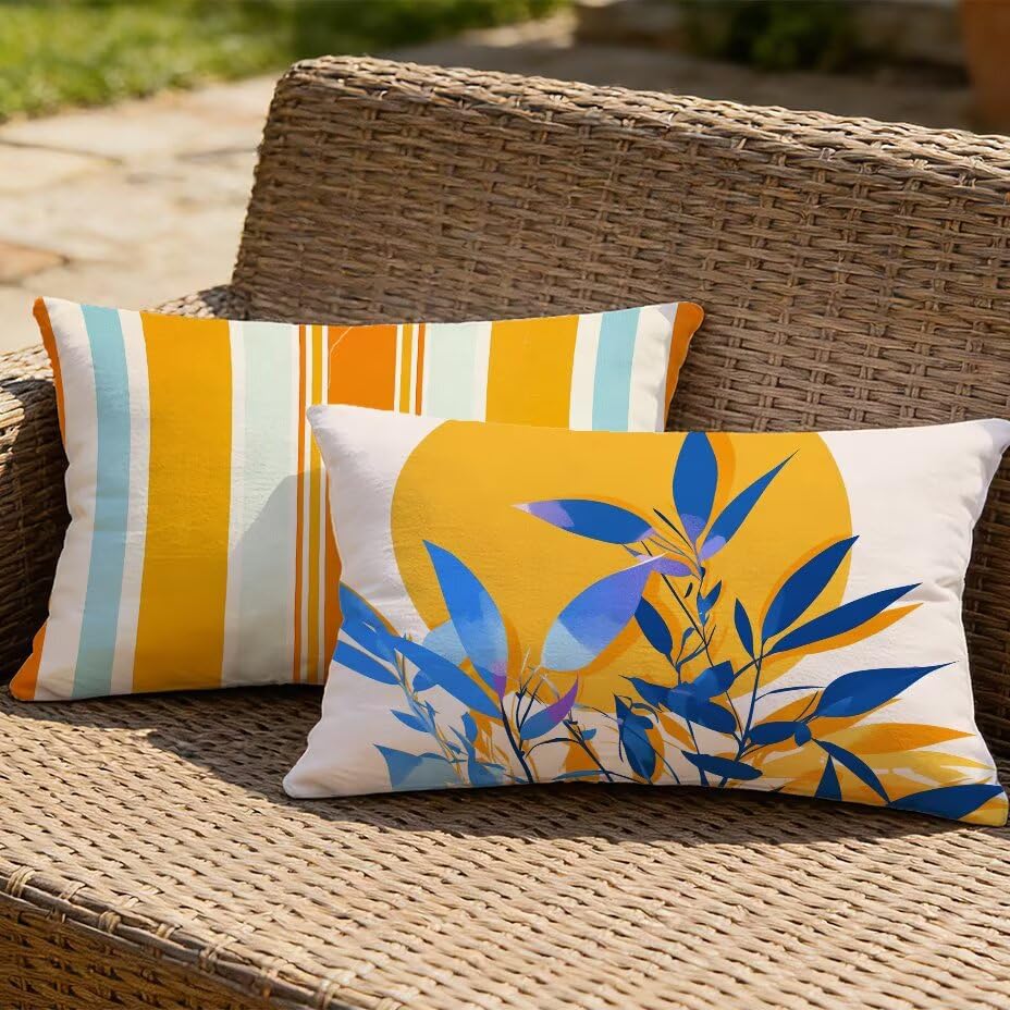 Housses de coussin de jardin 40x70 orange lin imperméable