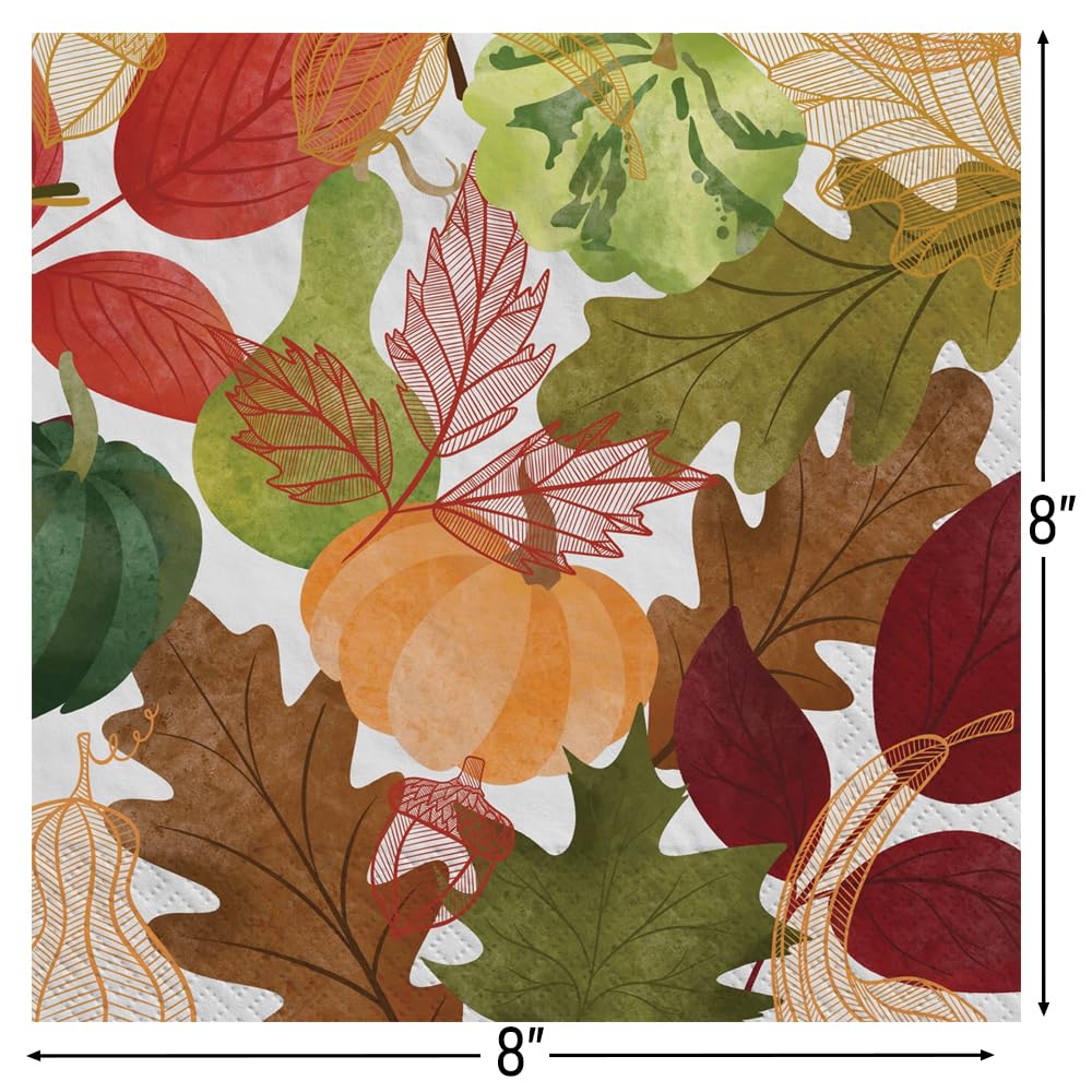 Lot de 40 serviettes en papier multicolores changeant de saisons (20,3 x 20,3 cm) – Serviettes absorbantes et de qualité supérieure, parfaites pour les fêtes à thème et événements