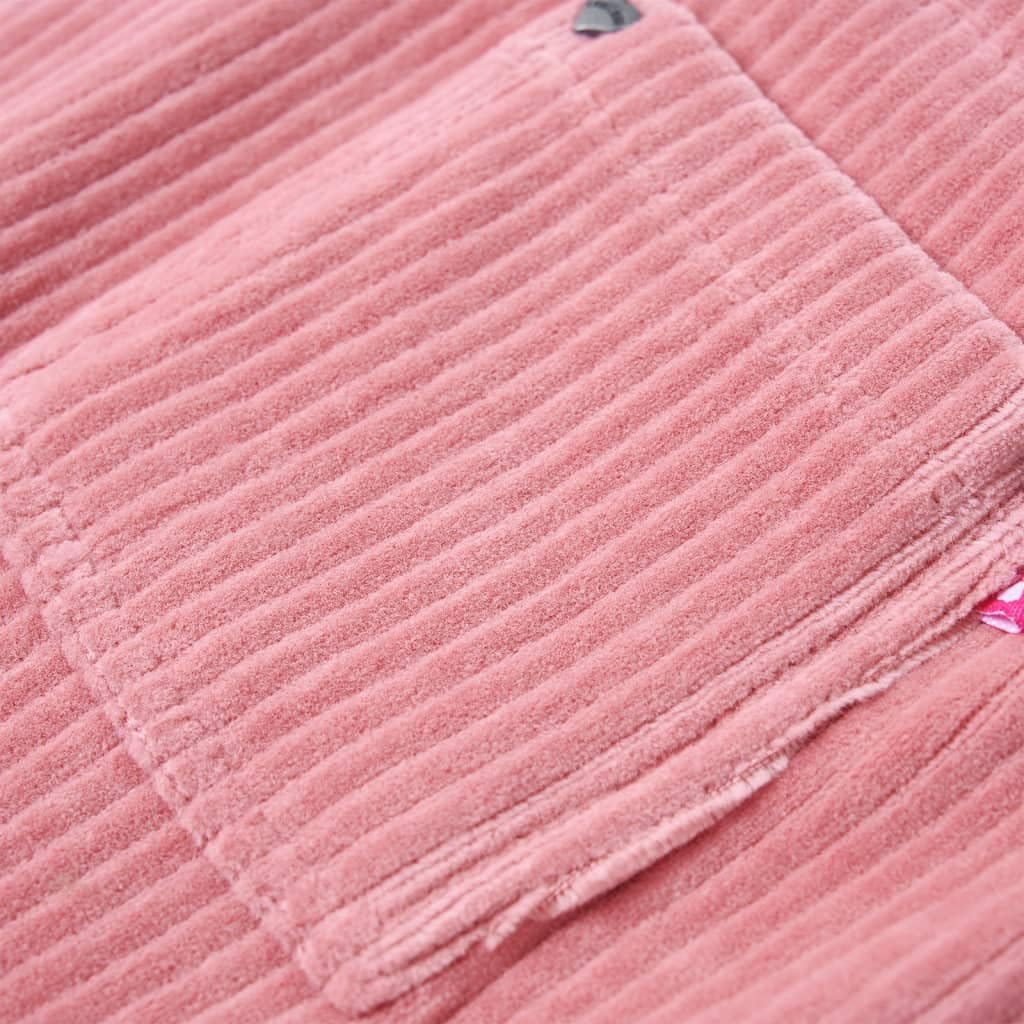 Vestido de peto infantil de pana rosa claro para niñas Ropa infantil con tirantes ajustables, bolsillos de parche, tela de algodón transpirable, adecuado para el día a día, fiesta