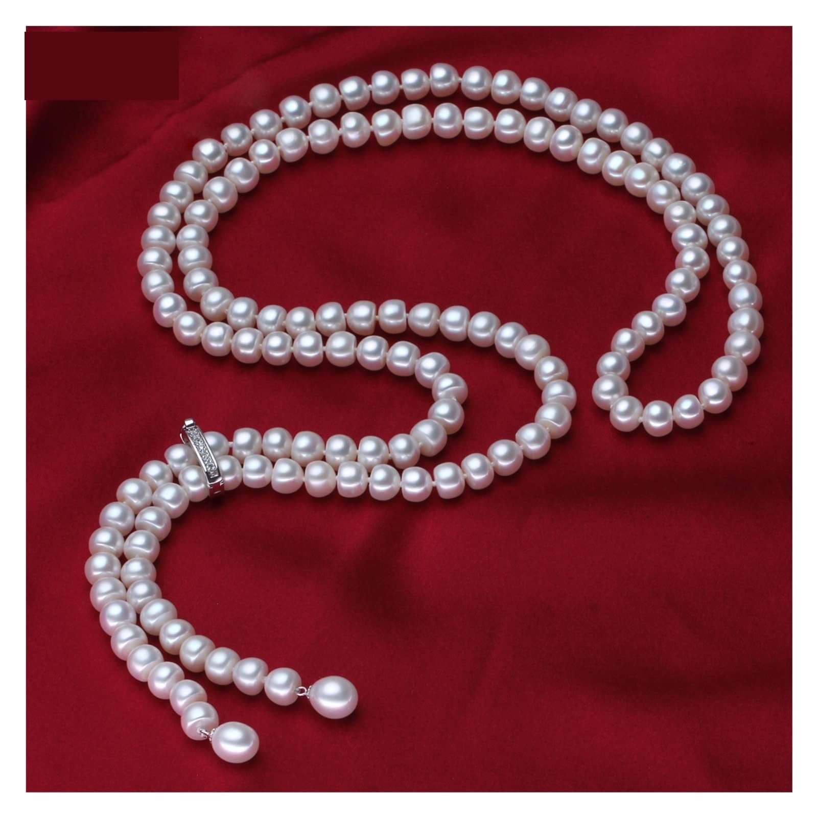 Lange Süßwasserperlen Halskette Modeschmuck Geschenk White Pearl