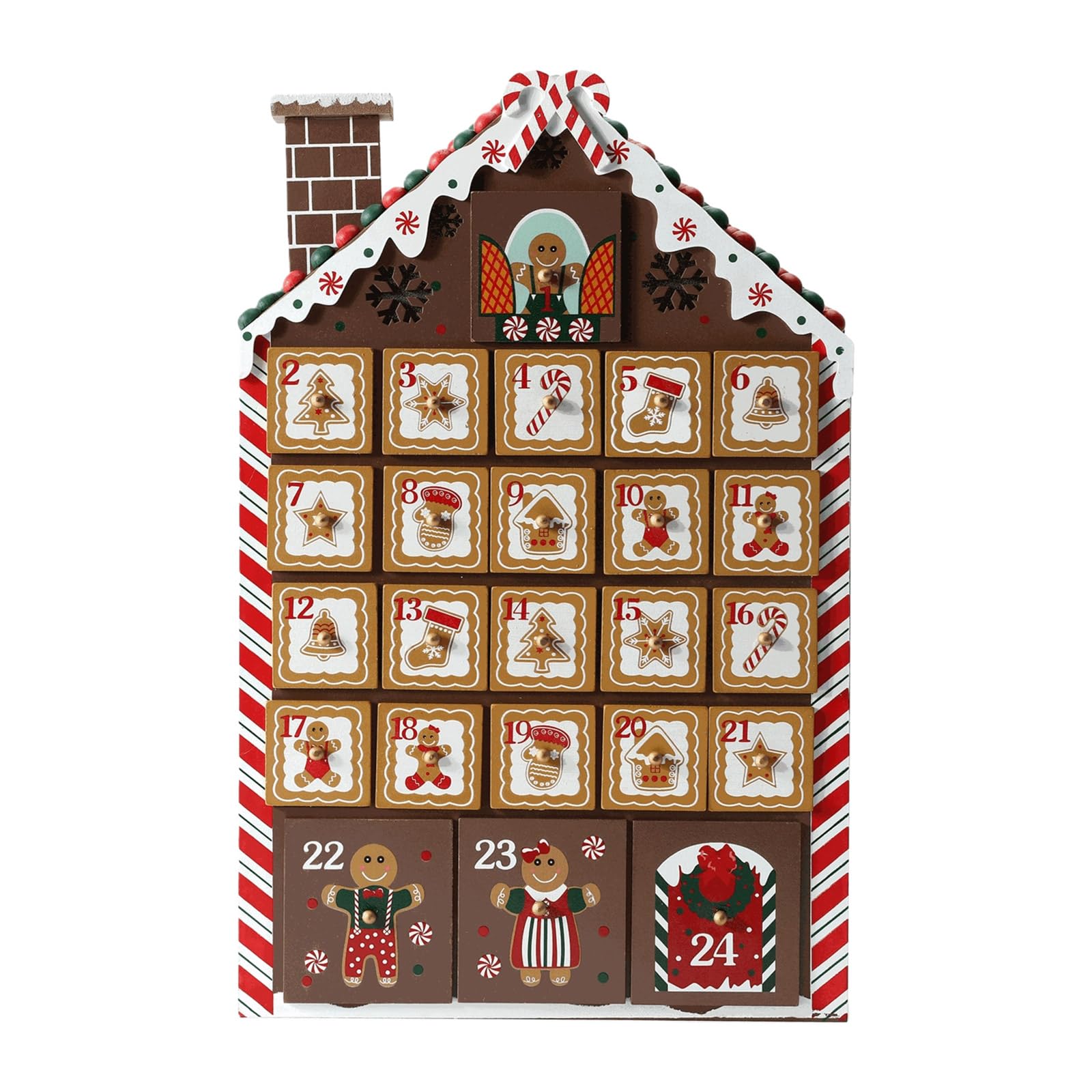 Calendario de Adviento de Navidad de madera con 24 cajones para caramelos, chocolate, joyas, regalos de Navidad