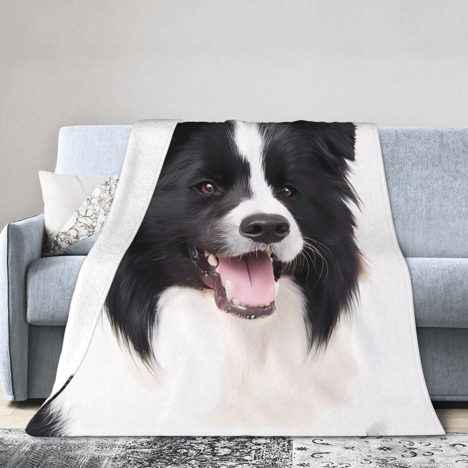 Amazon｜ボーダーコリー 牧羊犬 毛布 フランネル ブランケット
