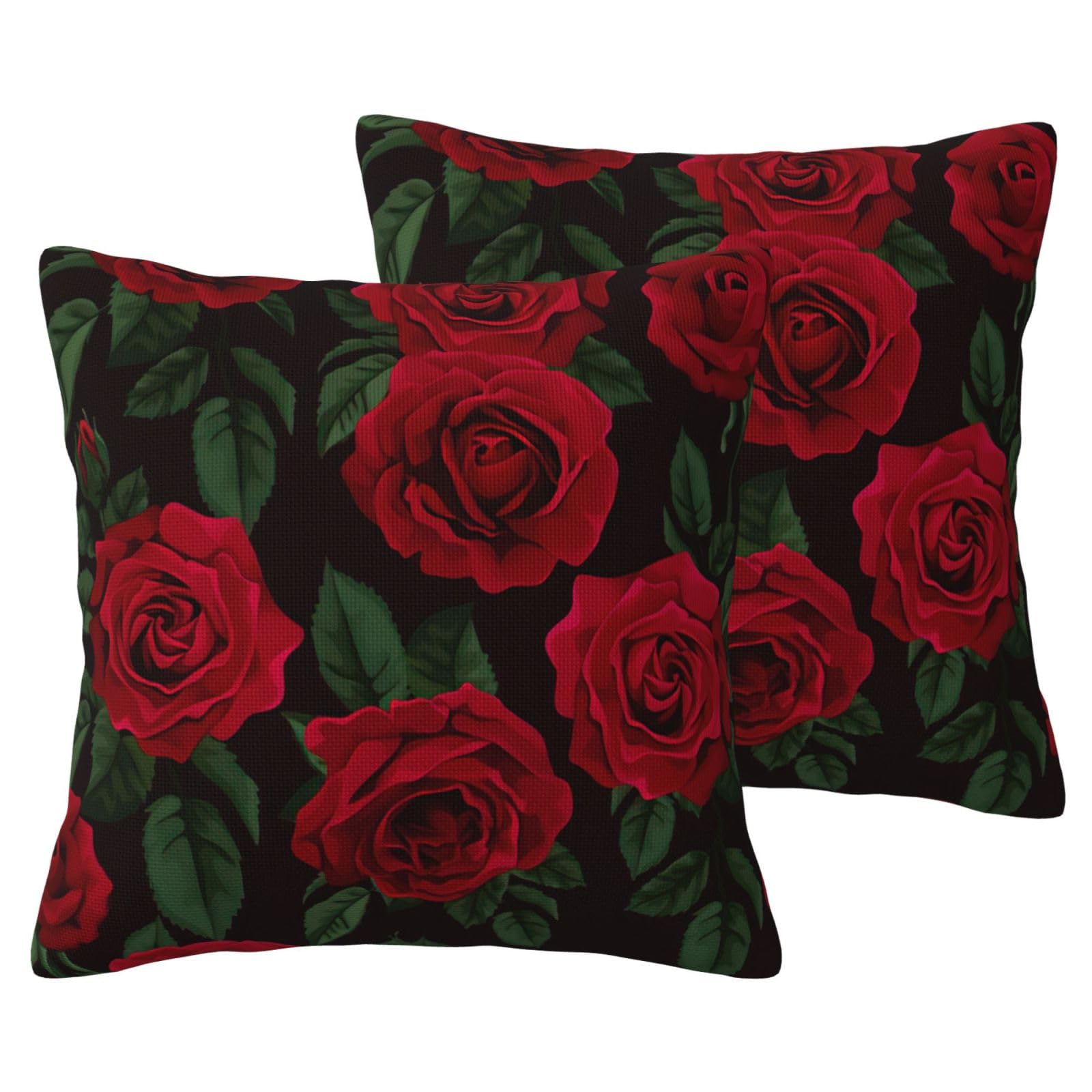 Housse de coussin imitation lin rose rouge Lot de 2 pour décoration de salon