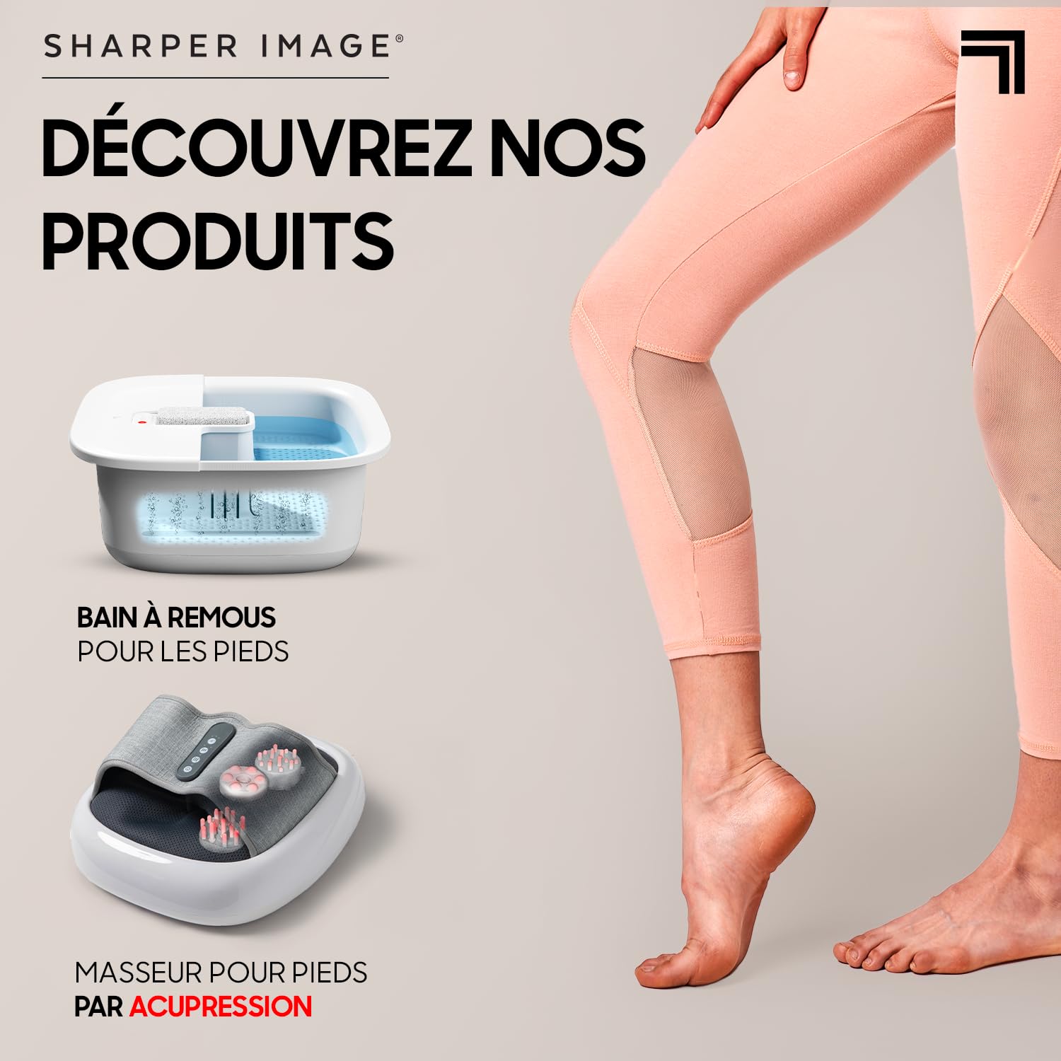 SHARPER IMAGE - Bain de pieds À Bulles Et Chauffant - Bain À Remous - Massage Et Relaxation - Massage Voute Plantaire - Thalasso Pied - Cadeau Femme - Cadeau Homme