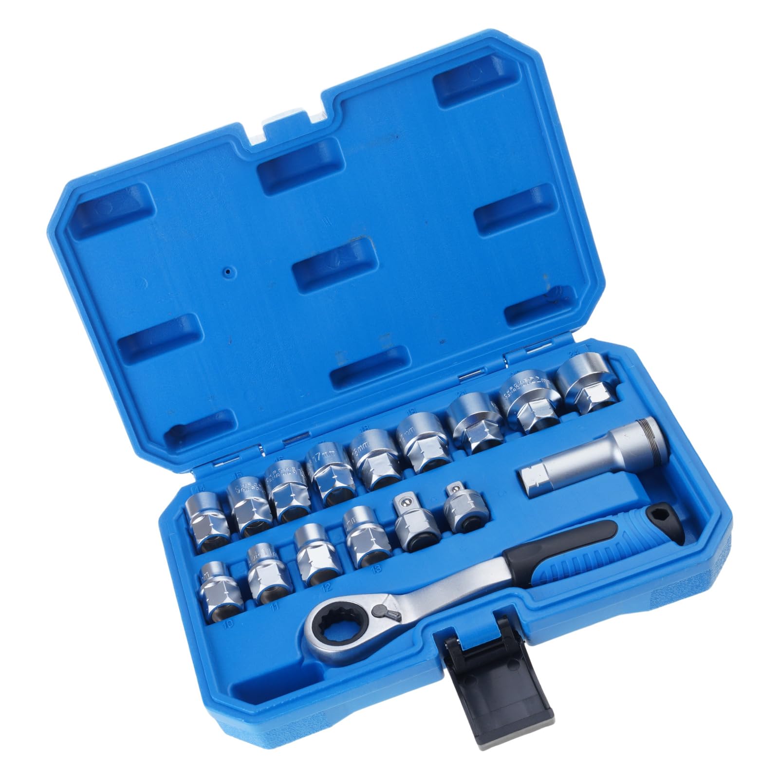 Juego de llaves de paso de trinquete de 1/2 pulgadas, 3/8 pulgadas para reparación profesional con trinquete de 12 dientes y caja de almacenamiento. Juego de llaves de paso