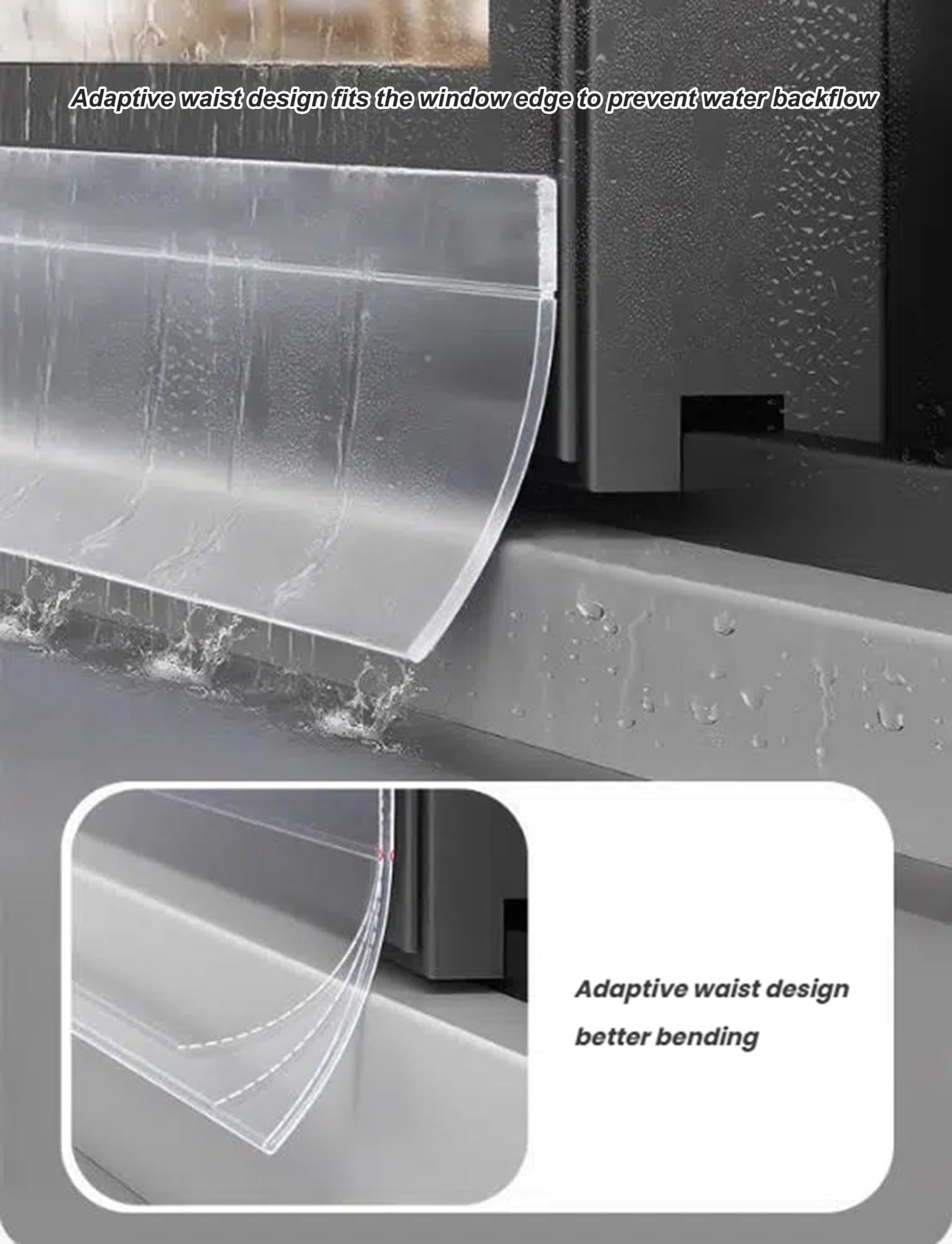 Genérico Deflectores de Lluvia de Goma para Ventanas, Protectores de Goteo de Goma Flexibles para Puertas Exteriores, bloqueadores de Agua para Ventanas, sellador de Borde de Goteo de Lluvia autoadhe