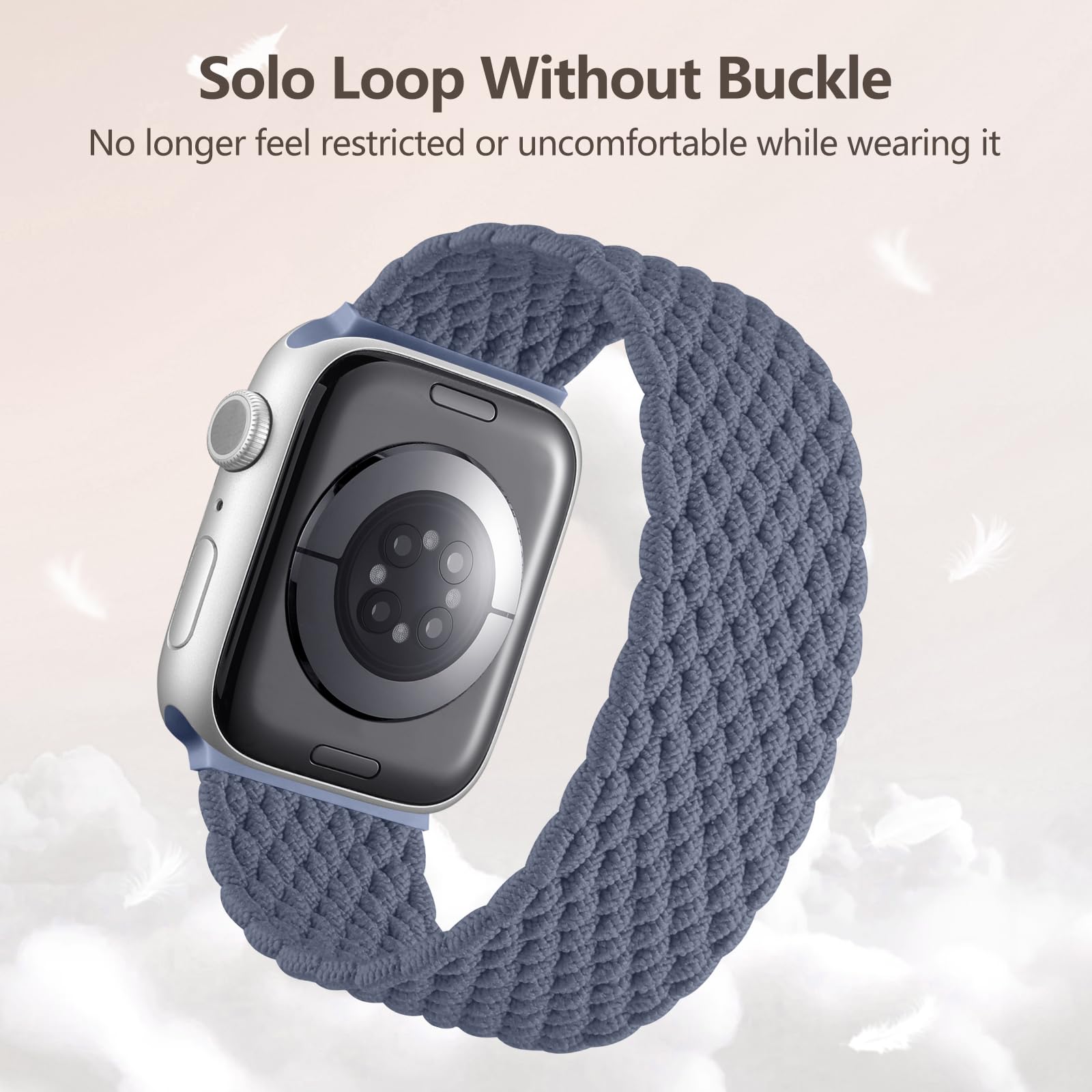 Maledan Intrecciato Cinturini Compatibili con Cinturino Apple Watch 44mm 45mm 42mm 49mm per Donna Uomo, Cinturini Tessuto Nylon Elastico solo loop per iWatch SE Series 9 8 7 6 5 4 3 2 Ultra, BluGrigio