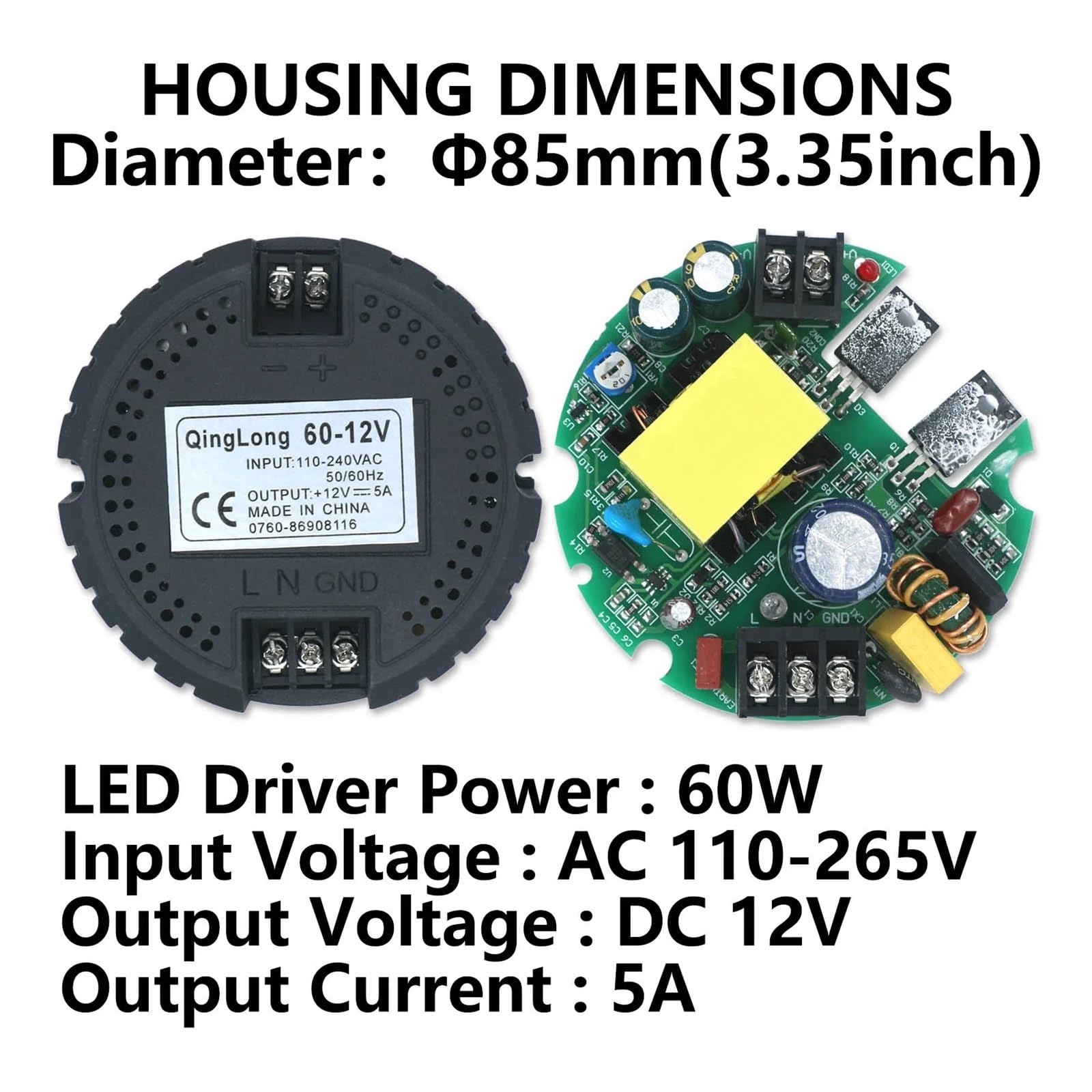 Driver LED AC220V a DC12V 5a 8A 12a lampada 60W 100W 150W driver circolare Alimentatore LED Trasformatore lampada 12V Striscia luminosa a LED(150W 12V 12.5A)