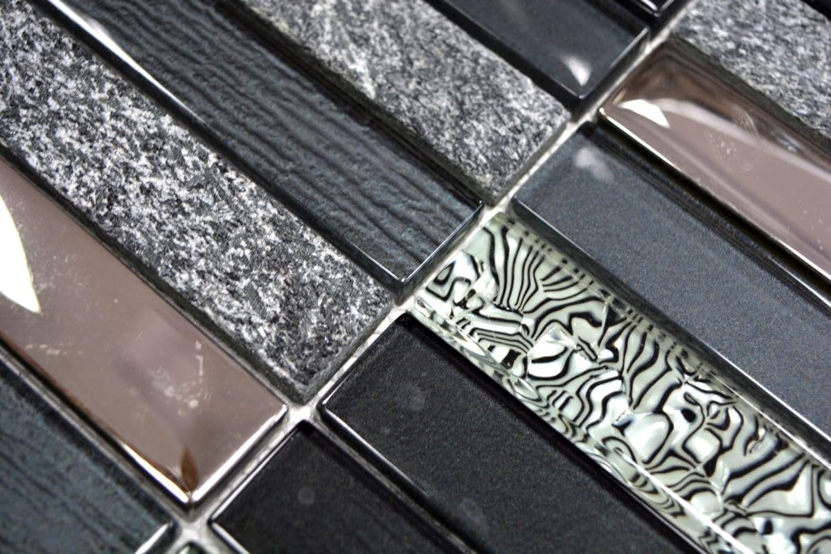 Mosaïque - MOSANI - MOS24-ST365 - Céramique Noir Mat - Verre