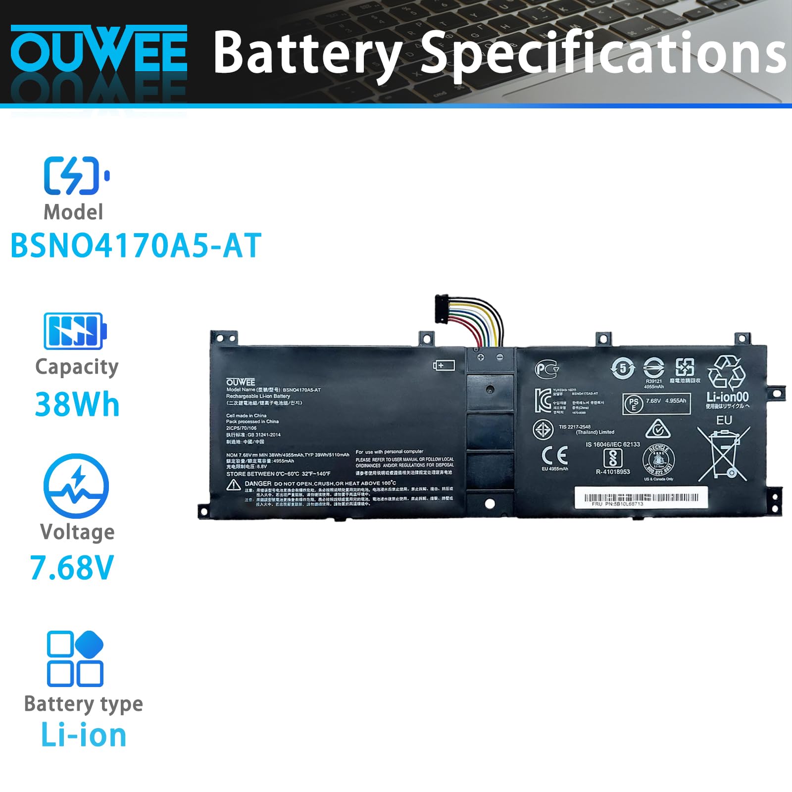 Amazon.com: OUWEE BSNO4170A5-AT Laptop Battery Compatible with
