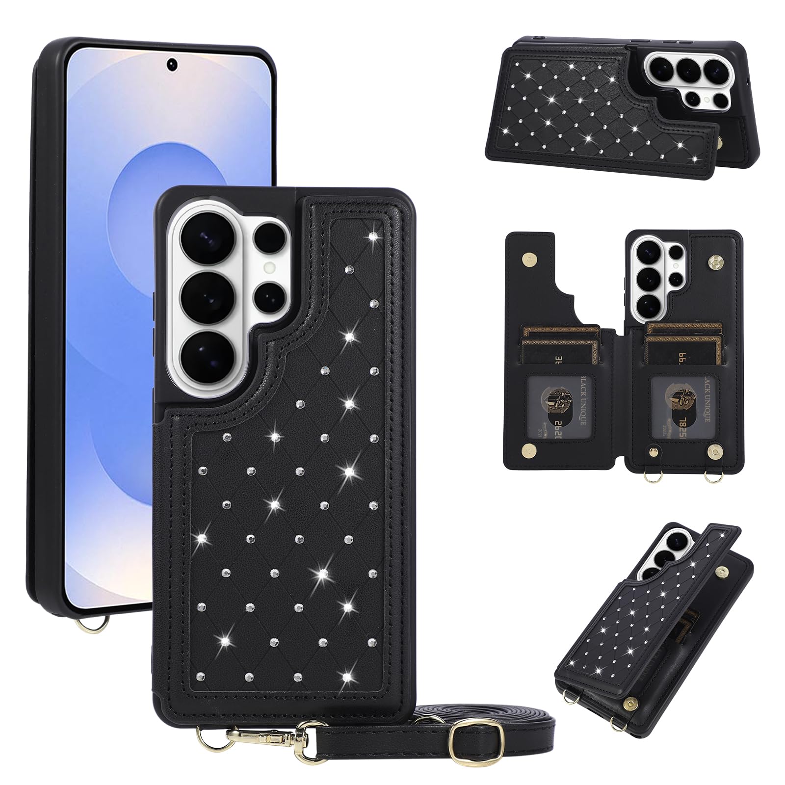 Custodia a portafoglio per Samsung Galaxy S26 Ultra con scomparti per carte di credito e cinturino, blocco RFID, custodia a portafoglio magnetica, custodia protettiva a tracolla con