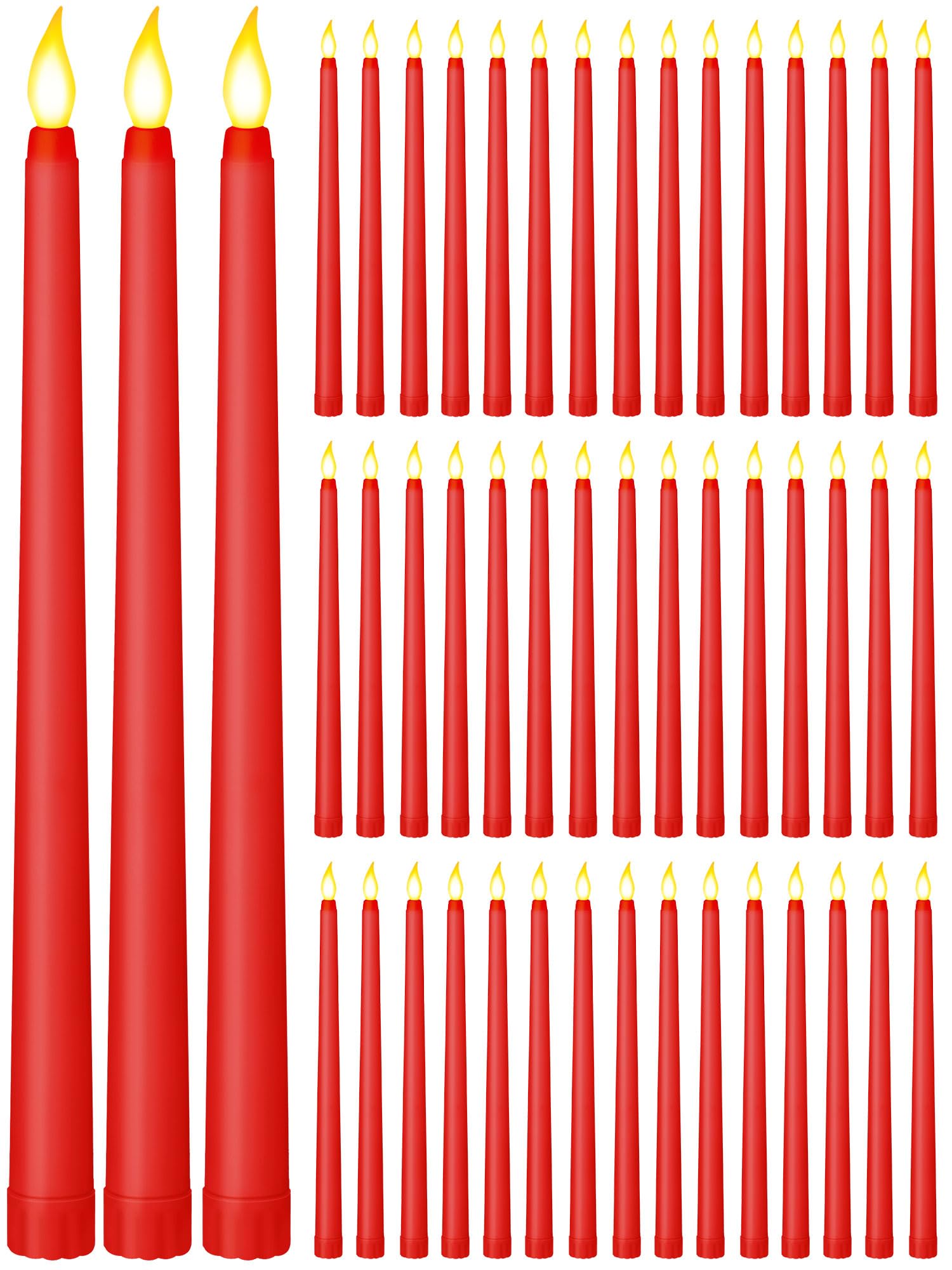 Funtery 48 Pcs Flameless LED Taper Candles,Red,11",Classic Style