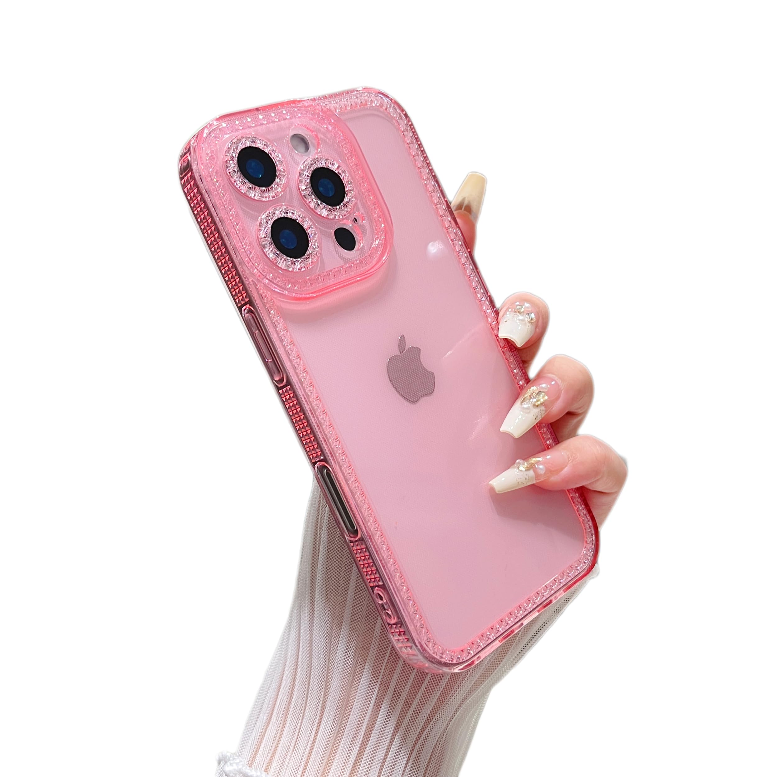 ZTOFERA Designed for iPhone 16 Pro Max 6.9 inch,Sparkly Cute Clear Case for Women Girls,Glitter Bling Flexible Soft TPU Silicone Bumper Protective Cover for iPhone 16 Pro Max,Pink