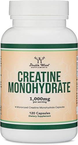 Miniatura 5 de Double Wood - Pastillas de creatina de 1,000 mg por porción (120 cápsulas de creatina) monohidrato de creatina micronizada en polvo sin rellenos,