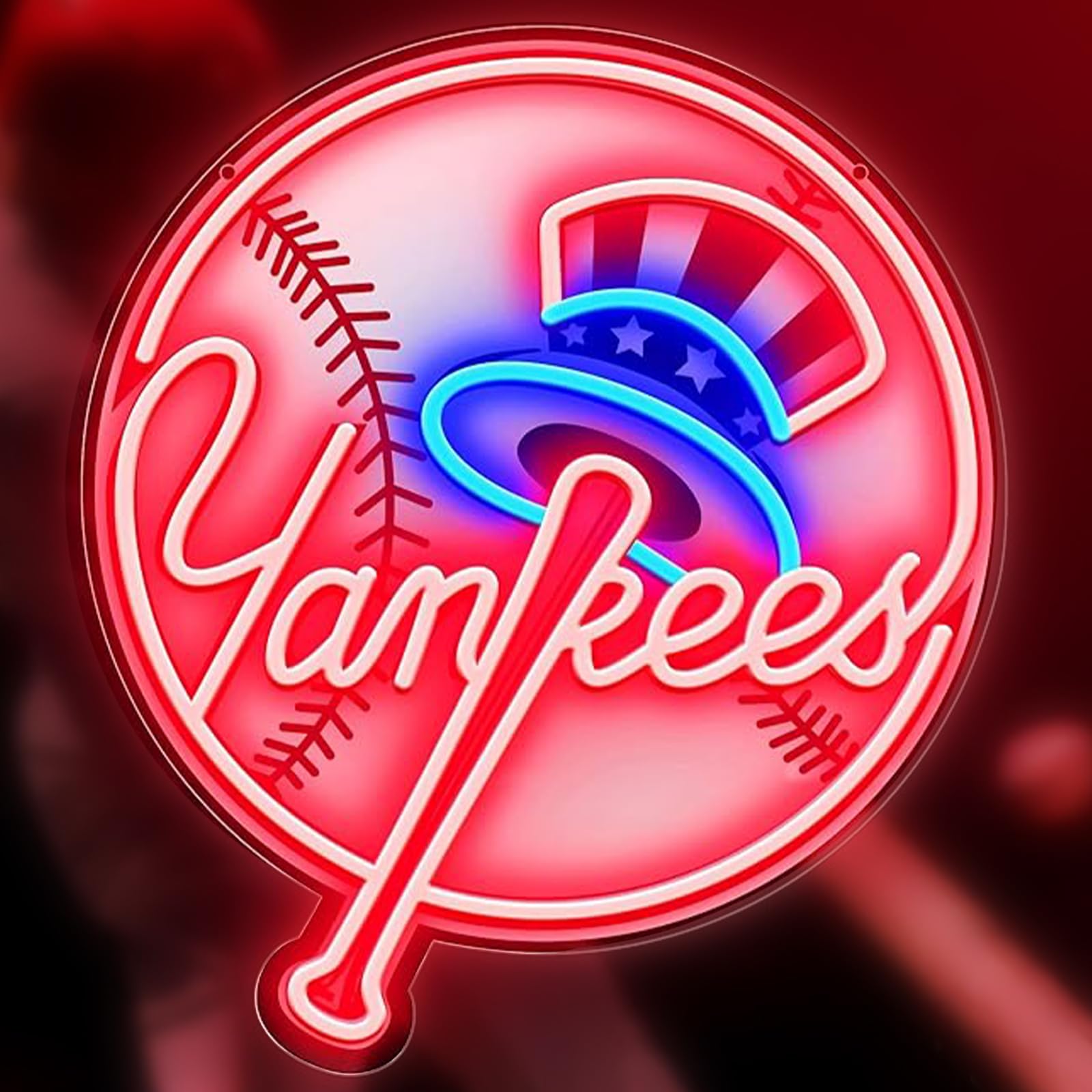 Yankees MLB UV Print Neon Sign for Man Cave Bedroom Room Lights Neon Light Up Signs Decorations Birthday Party