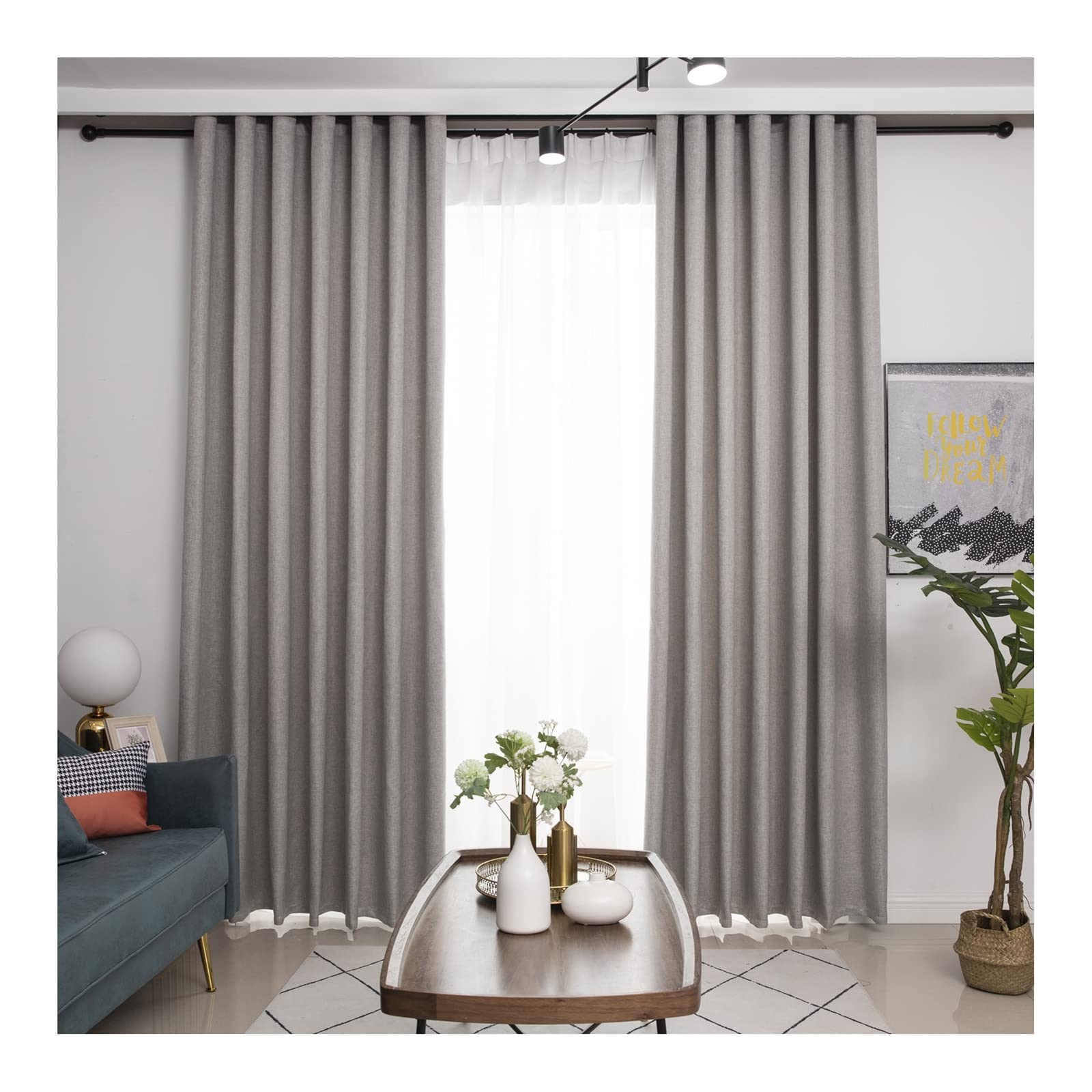 Rideaux oeillets lin au style moderne salon rideaux occultants couleur solide