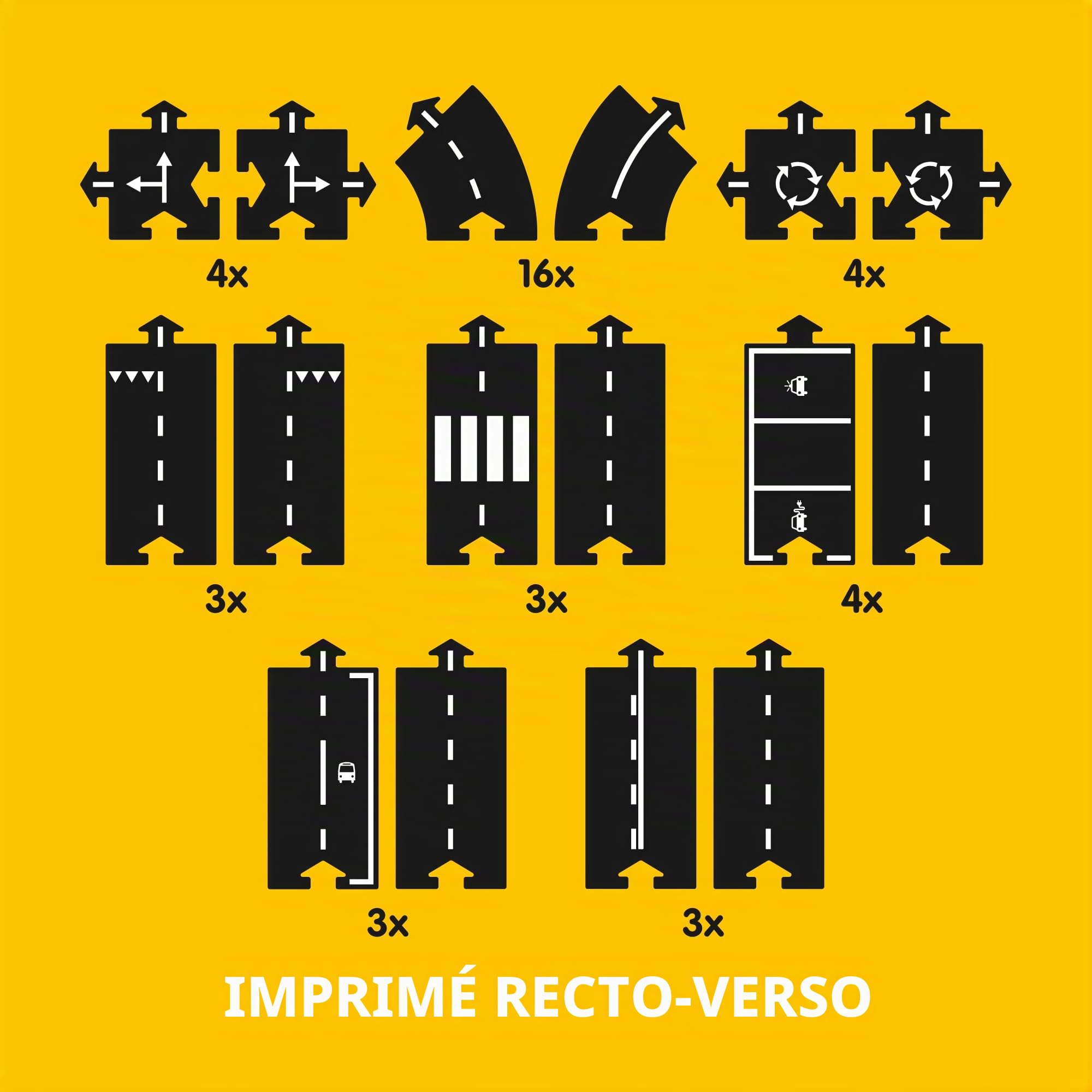 Waytoplay Circuit King of The Road de 40 pièces pour Petites Voitures - Circuit Flexible, indestructibe et étanche - Circuit de Voiture à Assembler de 6,48m - Made in Pays-Bas