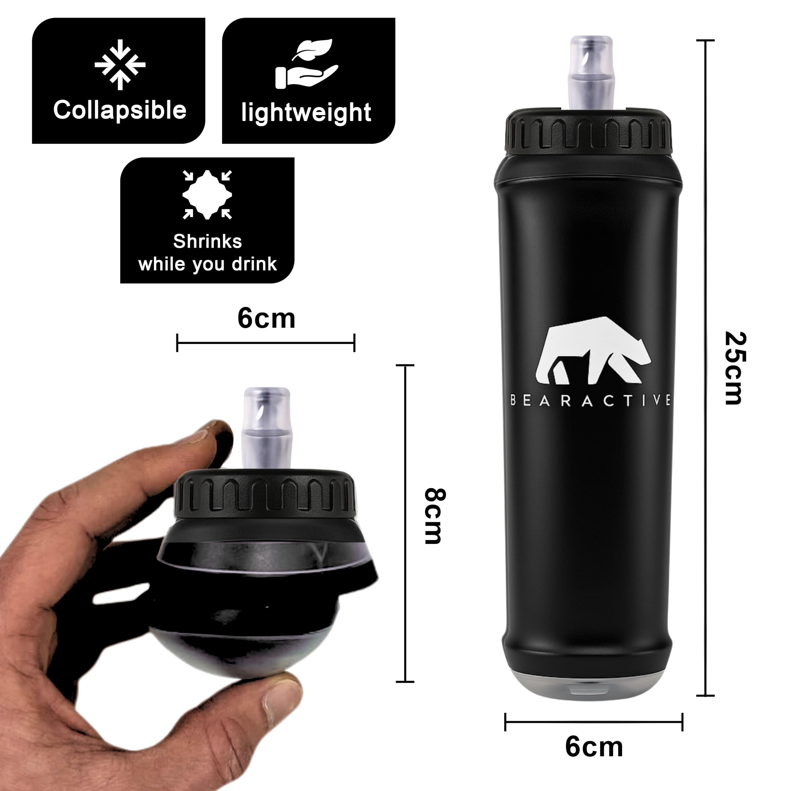 Running Phone Holder with 500ml Running Water Bottle - Adjustable Strap and 6 Pockets - Running Hydration Vest, Running Vest Women & Men - Running Gifts