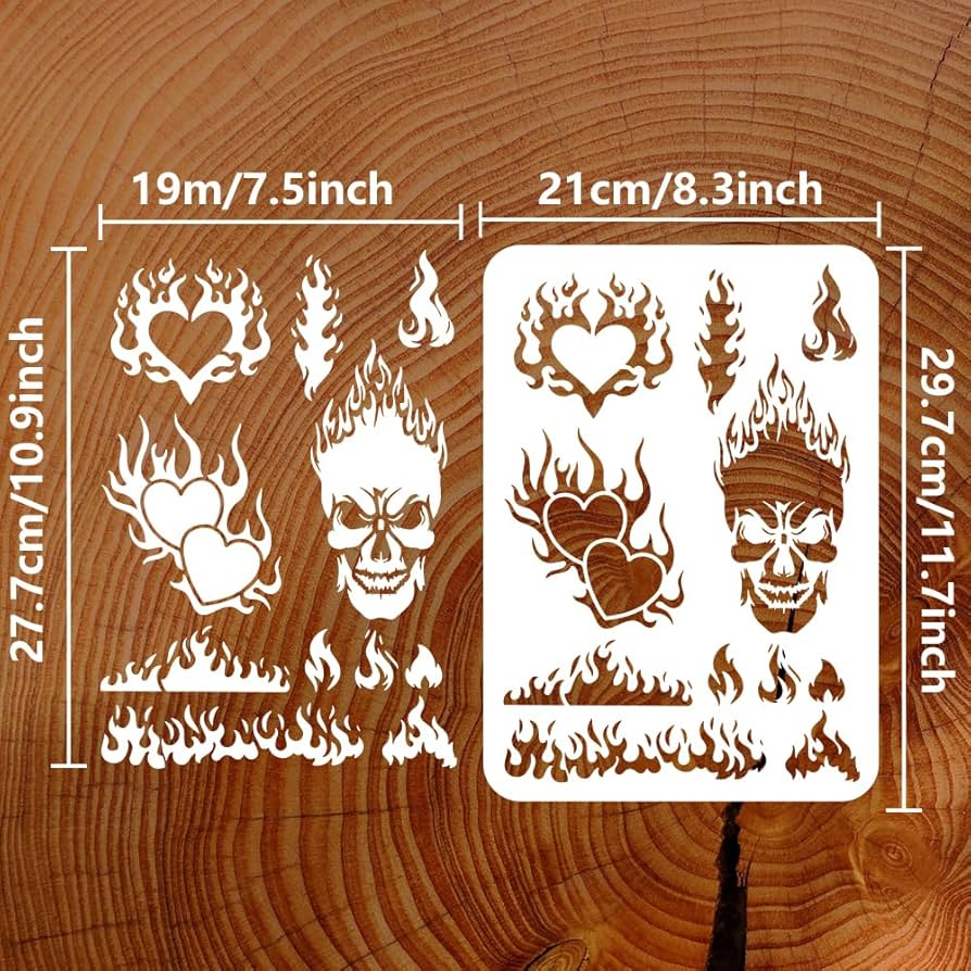 Amazon.com : FINGERINSPIRE Flames Painting Stencil 8.3x11.7inch Large Fire Pattern Stencil for Painting Reusable Heart Patterns Drawing Template Plastic Skull Stencil Graffiti Theme Template for DIY Crafts : Arts, Crafts & Sewing amazon-com-fingerinspire-flames-painting-stencil-8-3x11-7inch-large-fire-pattern-stencil-for-painting-reusable-heart-patterns-drawing-template-plastic-skull-stencil-graffiti-theme-template-for-diy-crafts-arts-crafts-sewing