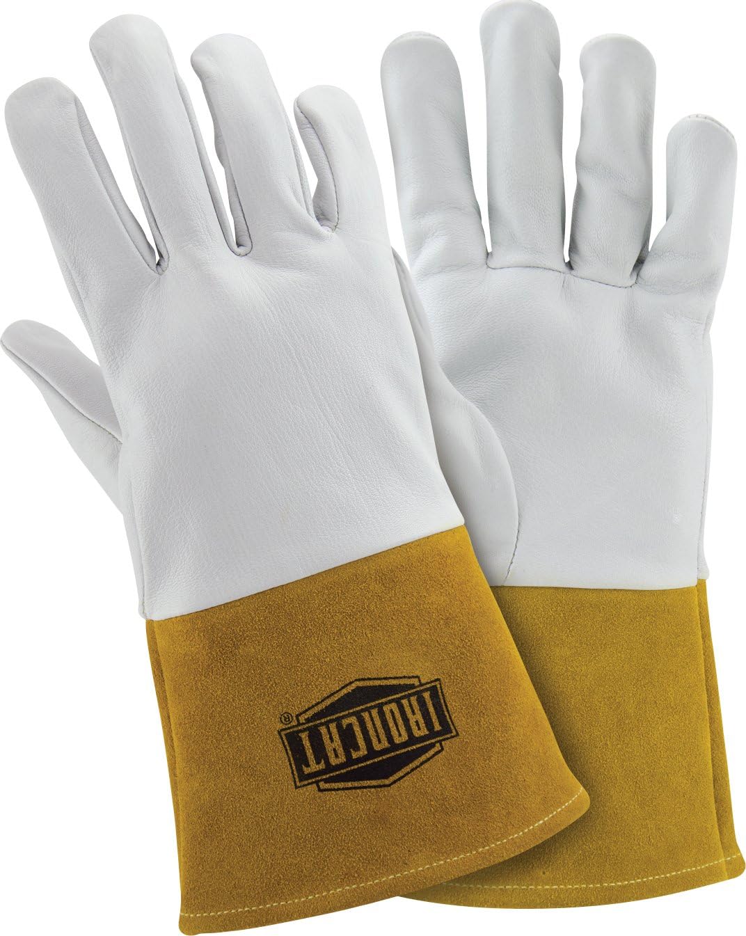 6141 Kidskin TIG Welding Gloves – Large, Kevlar Thread Welding Gloves with 4 in. Gold Cuff, Straight Thumb, Pearl, Natural