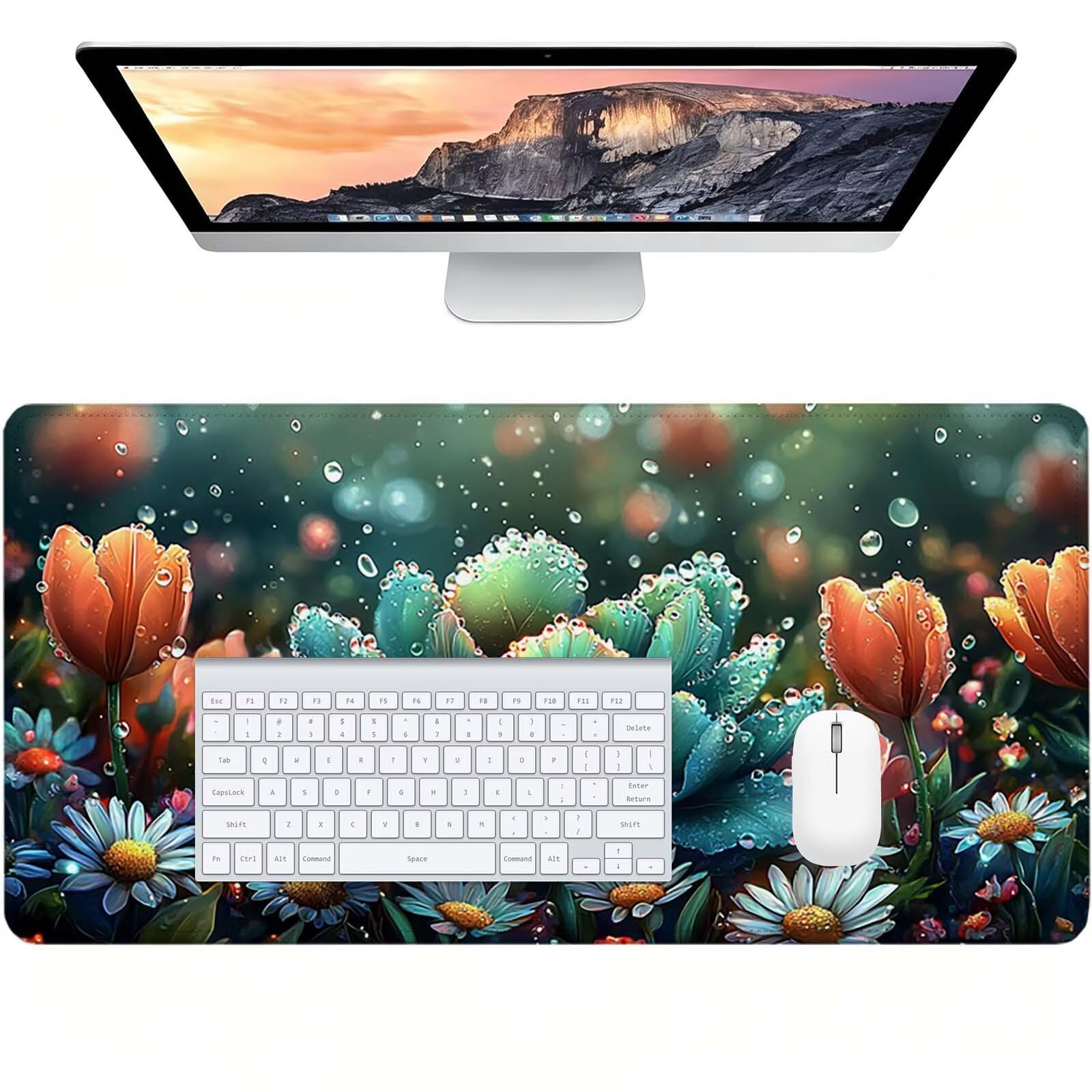 Tapis de Souris XXL Fleur Tapis de Bureau Paysage 1000x400 mm J0-1102