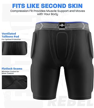 Exxact Sports Rebel 5-Pad Youth Football Girdle with Cup Pocket