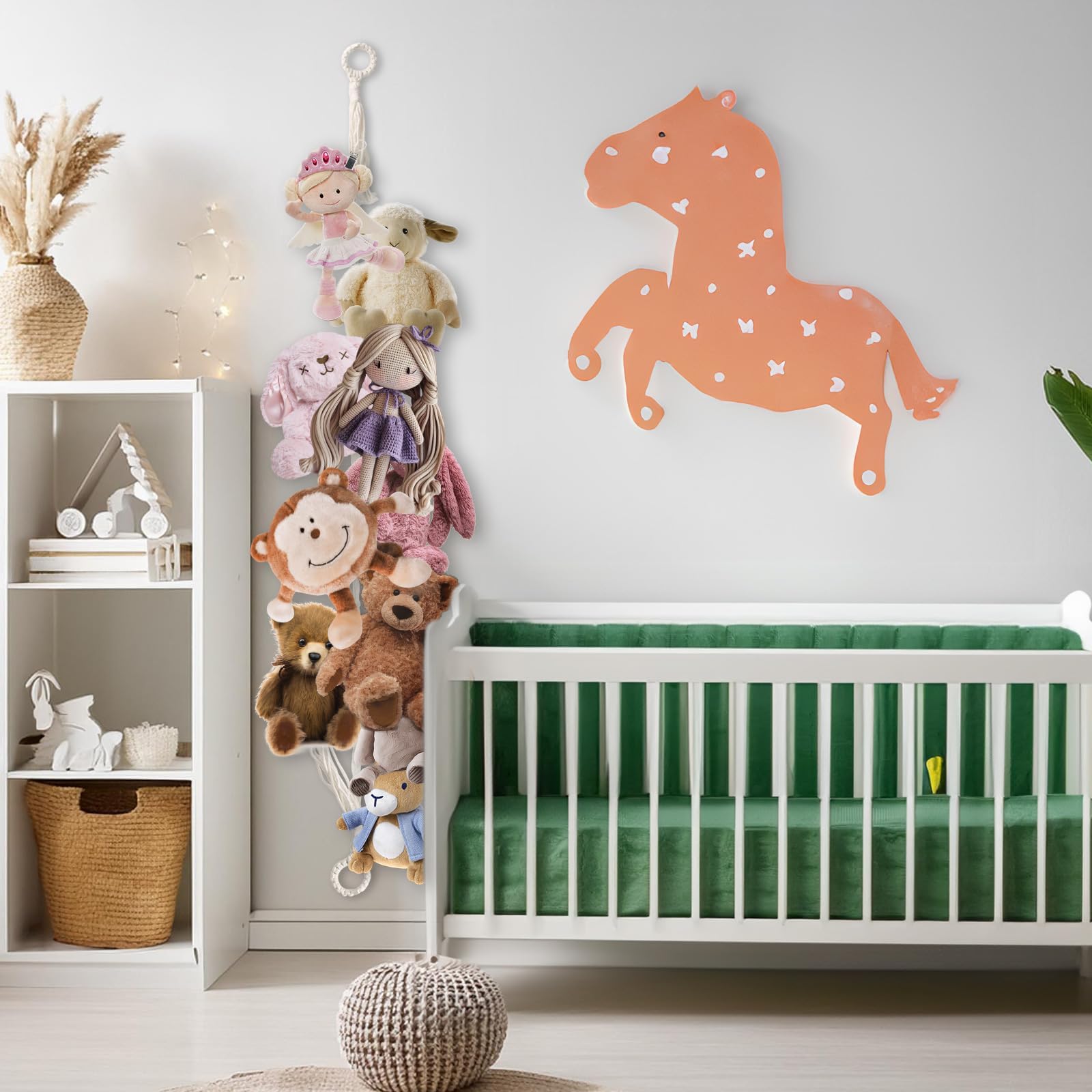 Supporto per Animali di Peluche con 15 Mollette in Metallo, Amaca Stile Boho per Cameretta Bambini