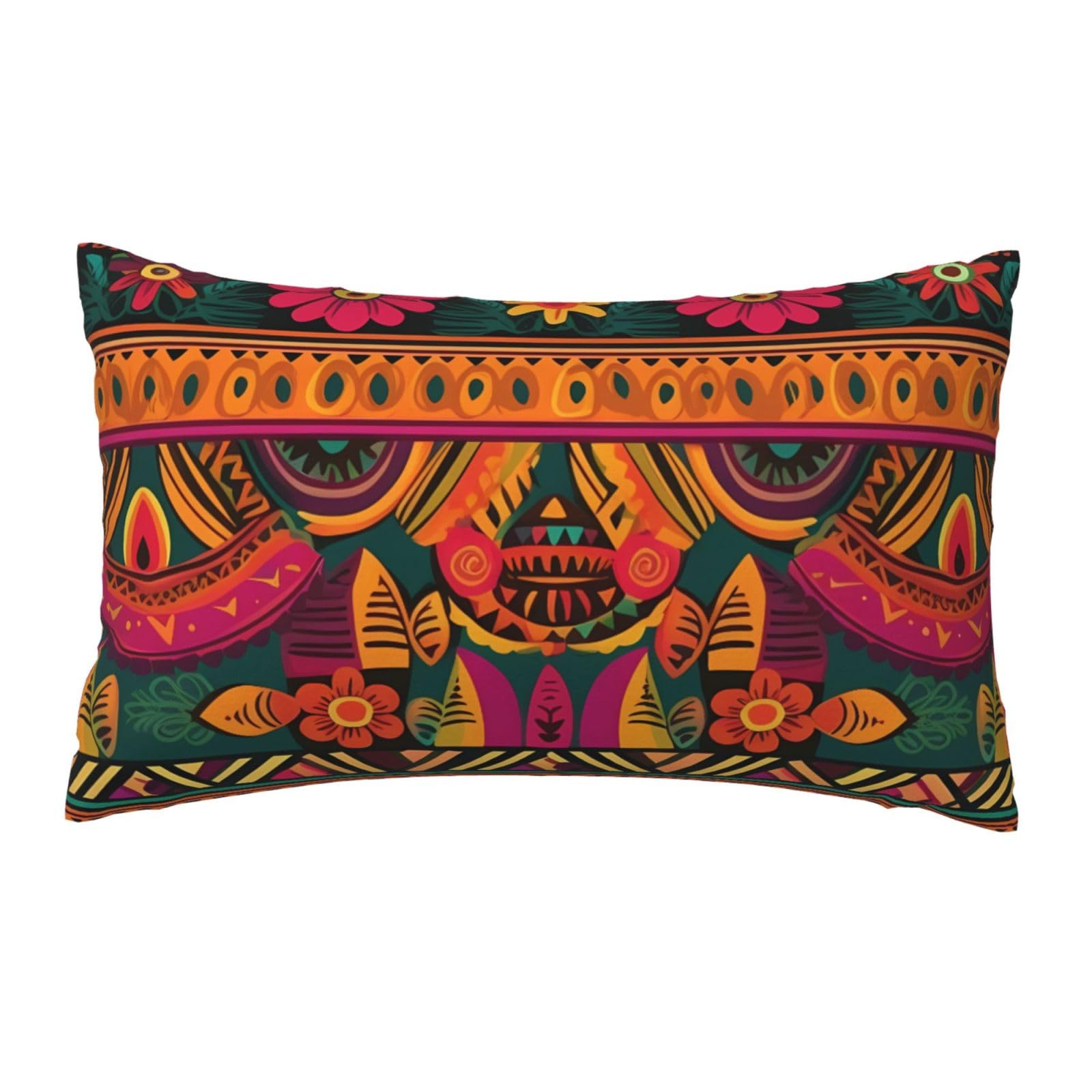 Luxury Velvet Pillow Cases 12 x 20 inch Super Soft Decorative Throw Pillow Covers - Mexican Folk Art Boho Pillowcases Modern Lumbar Cushion Cases for Couch Sofa Bed Pillow Shams