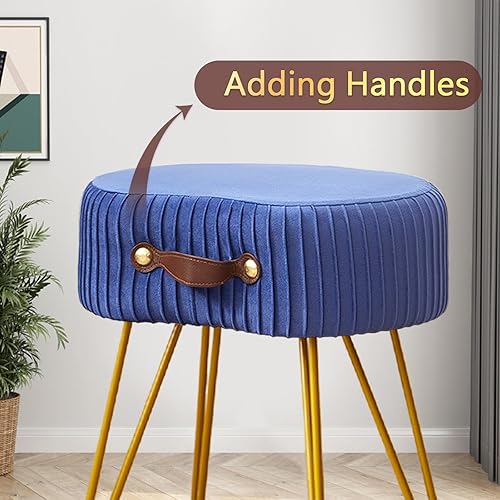 Miniatura 5 de Taburete de tocador, moderno taburete de maquillaje con patas de metal, taburete pequeño otomano de terciopelo, taburetes de maquillaje para tocador