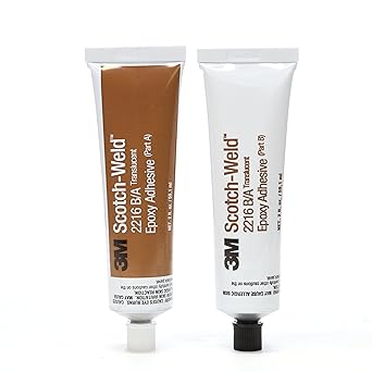 3M Scotch-Weld Epoxy Adhesive 2216, Translucent, Heat-Resistant, High-Performance, Part B/A, Tube Kit, 2 fl oz 59.1 mL