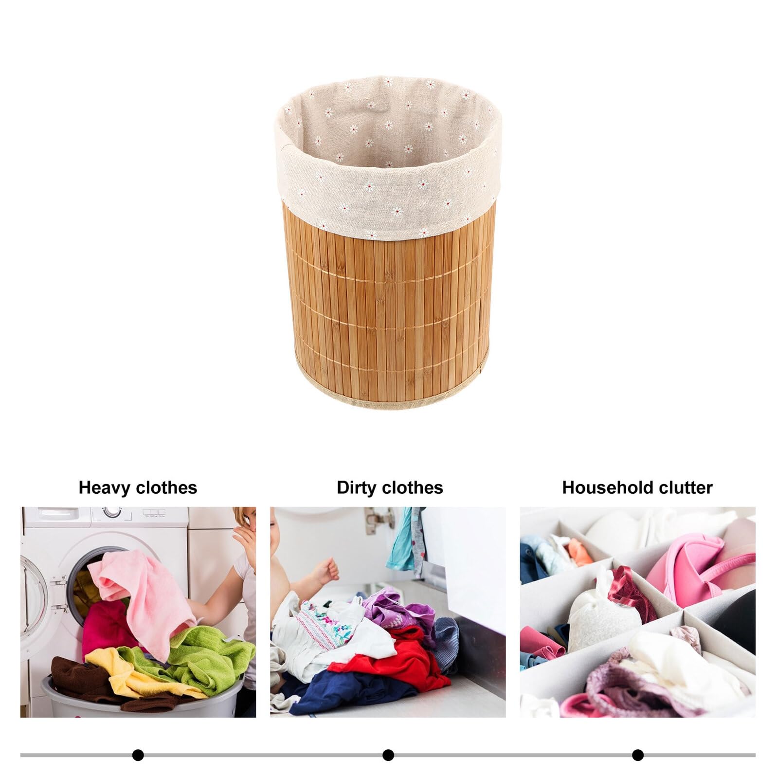 Cestino Intrecciato in Bambù Naturale, Contenitore per Vestiti Sporchi e Organizer per Oggetti Vari, Secchio Portaoggetti Pieghevole per Casa, Camera da Letto e Bagno, Stile