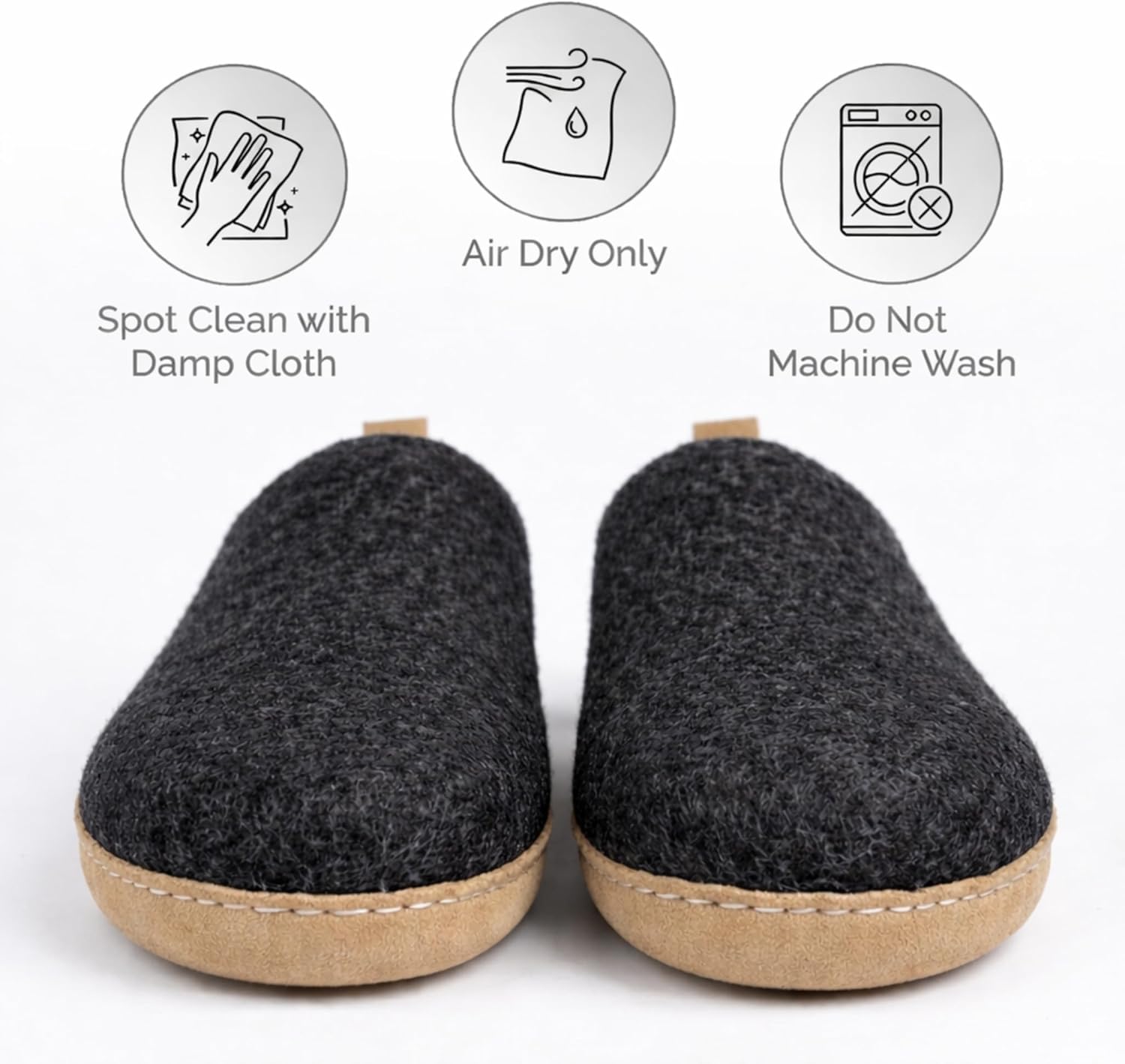 Wool Indoor Slippers - Natural Organic Wool, Genuine Leather Sole, Handmade in Nepal - Cozy, Warm, Soft, Unisex Non-Slip House Shoes for Men & Women - Perfect for Winter Comfort - Image 5