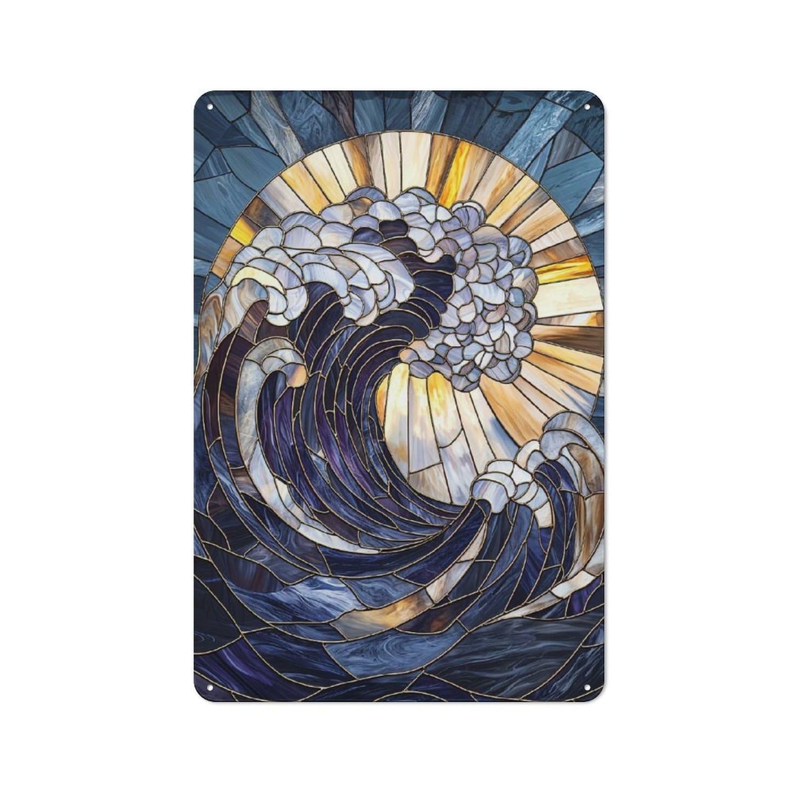 Stained Glass Wave Vintage Metal Sign 30x20cm, Bistro Style Bistro Wall Plaque for Cafe, Bistro, Bakery Or Restaurant